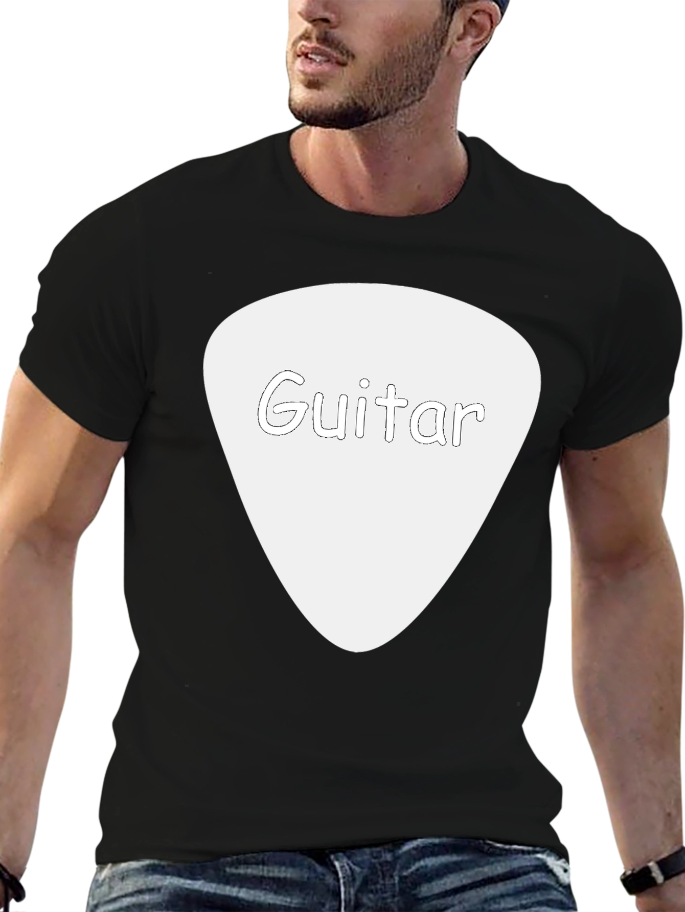 Guitar Pick Tee - Black Cotton Guitarist T-Shirt