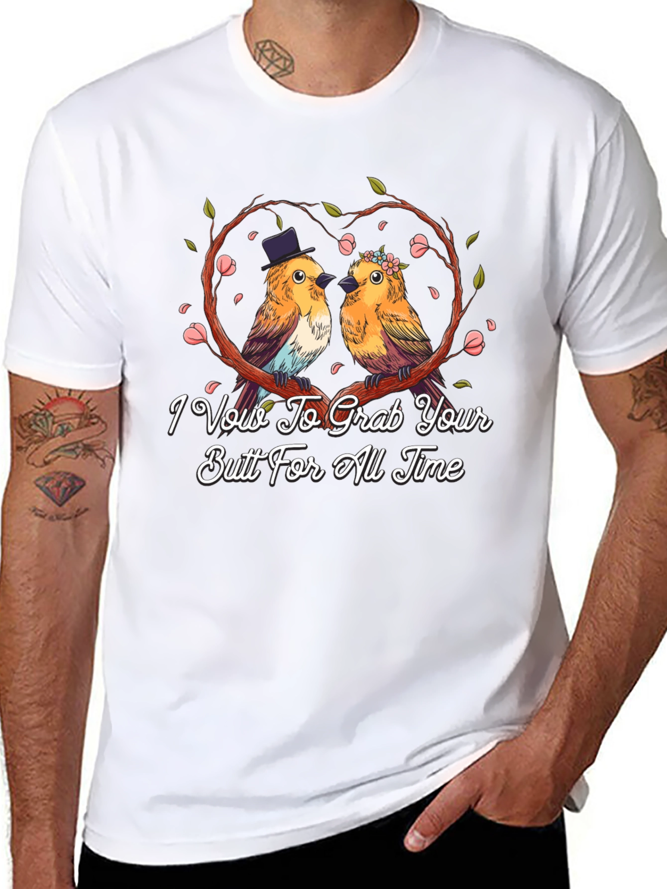 Funny Wedding Vow Birds Black T-Shirt