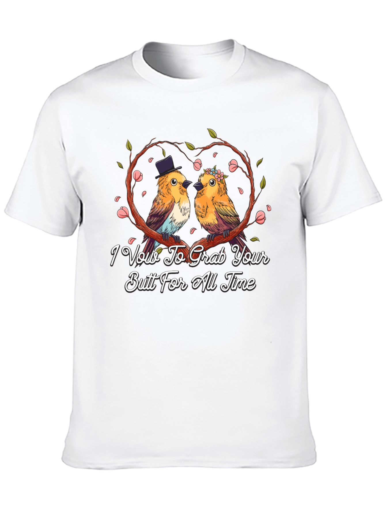 Funny Wedding Vow Birds Black T-Shirt