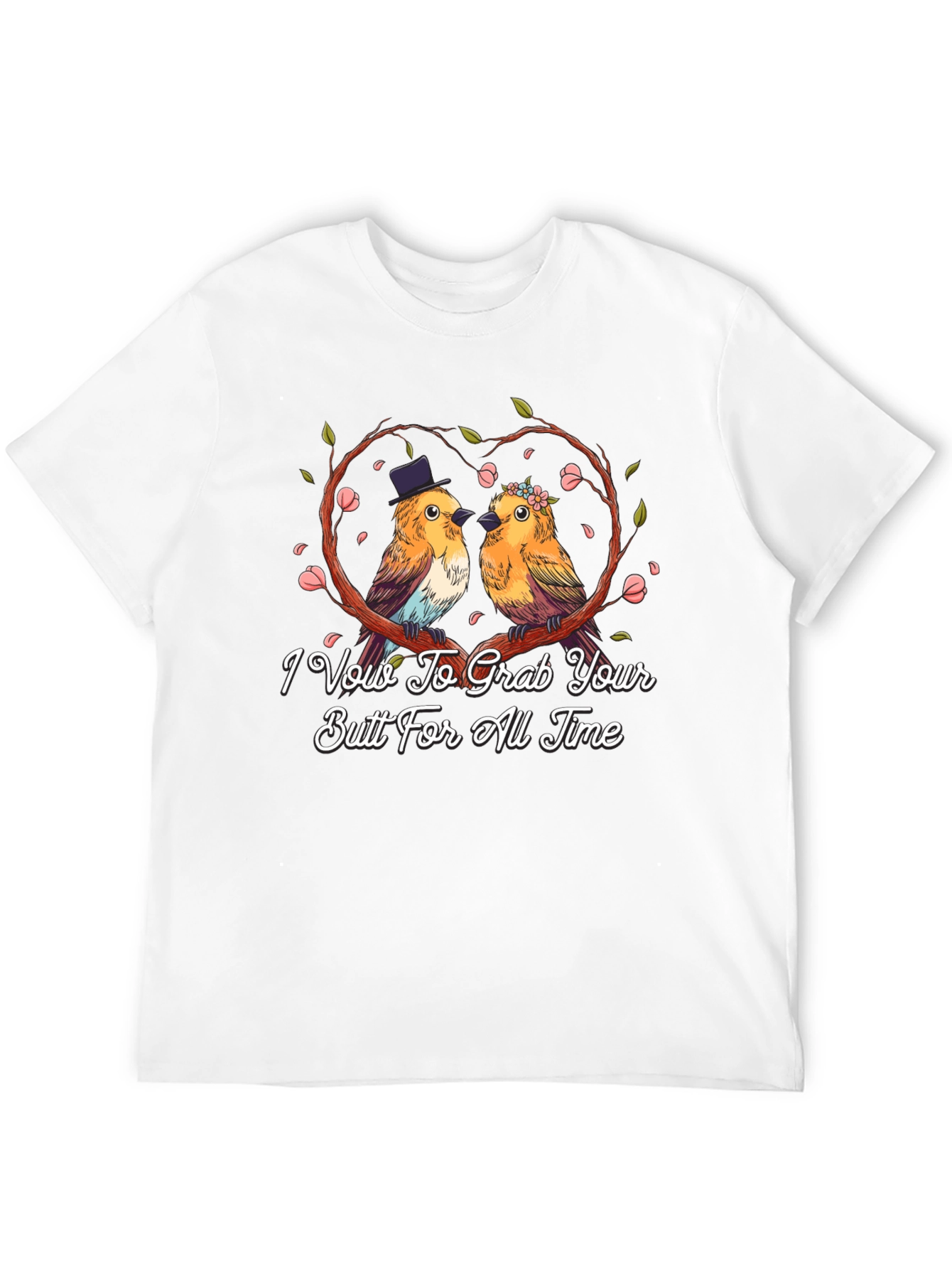Funny Wedding Vow Birds Black T-Shirt