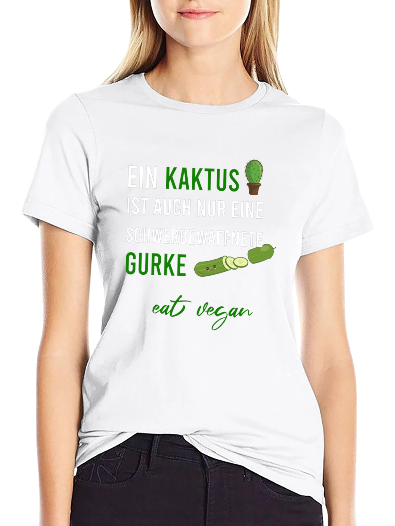 Eat Vegan Funny Cactus & Cucumber Graphic Tee