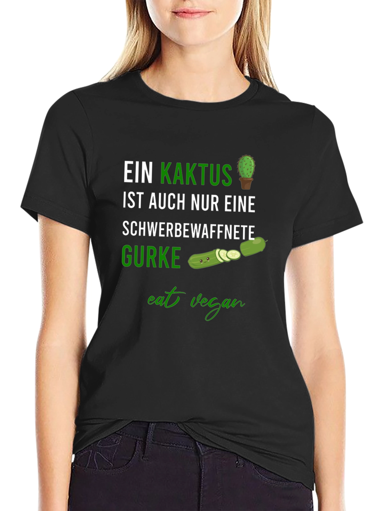 Eat Vegan Funny Cactus & Cucumber Graphic Tee