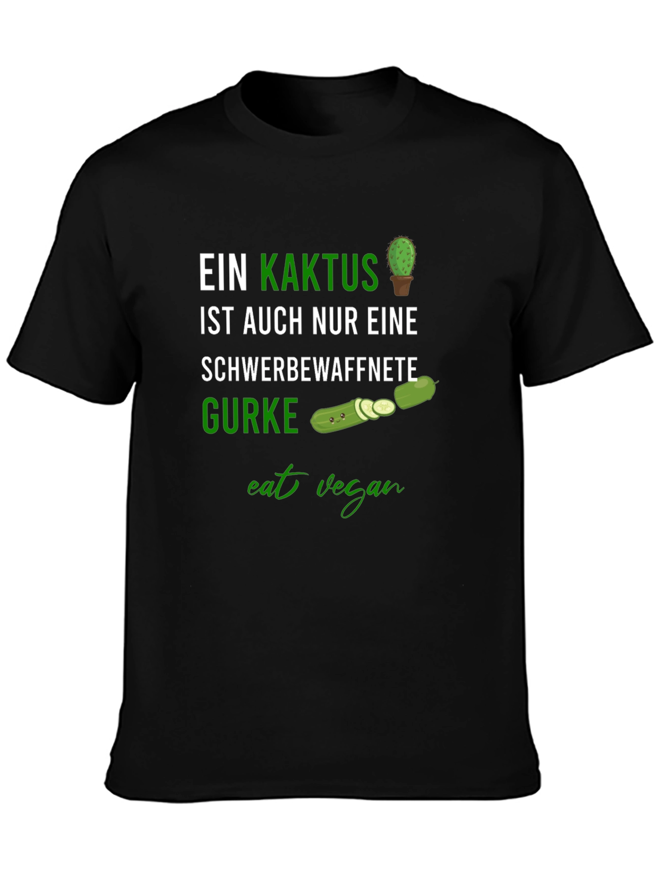 Eat Vegan Funny Cactus & Cucumber Graphic Tee