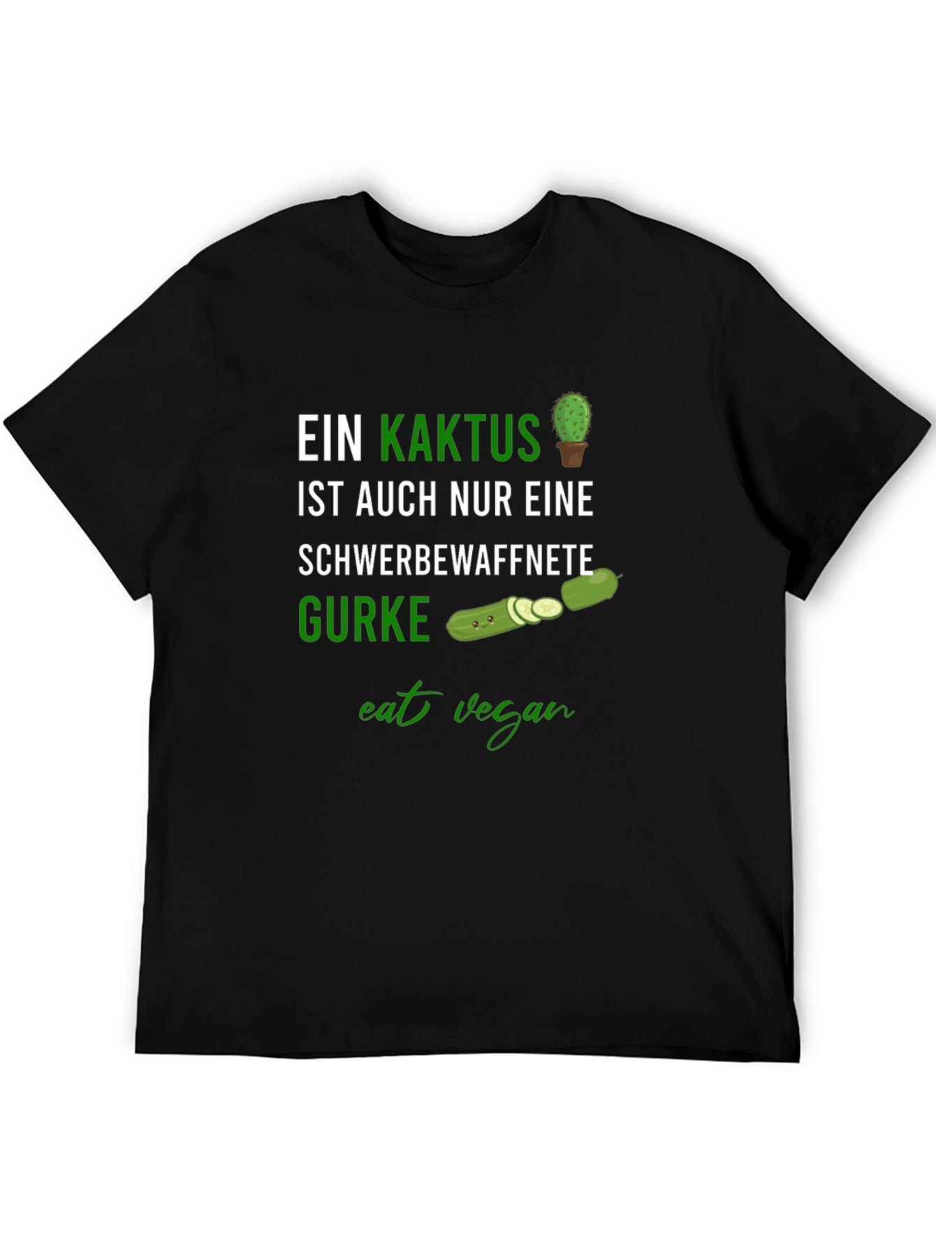 Eat Vegan Funny Cactus & Cucumber Graphic Tee