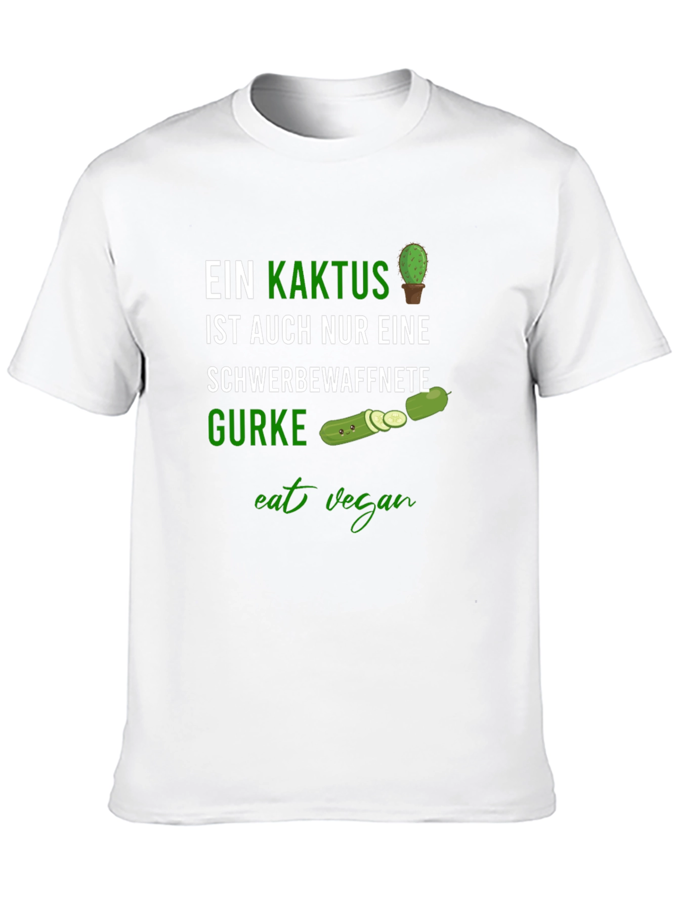 Eat Vegan Funny Cactus & Cucumber Graphic Tee