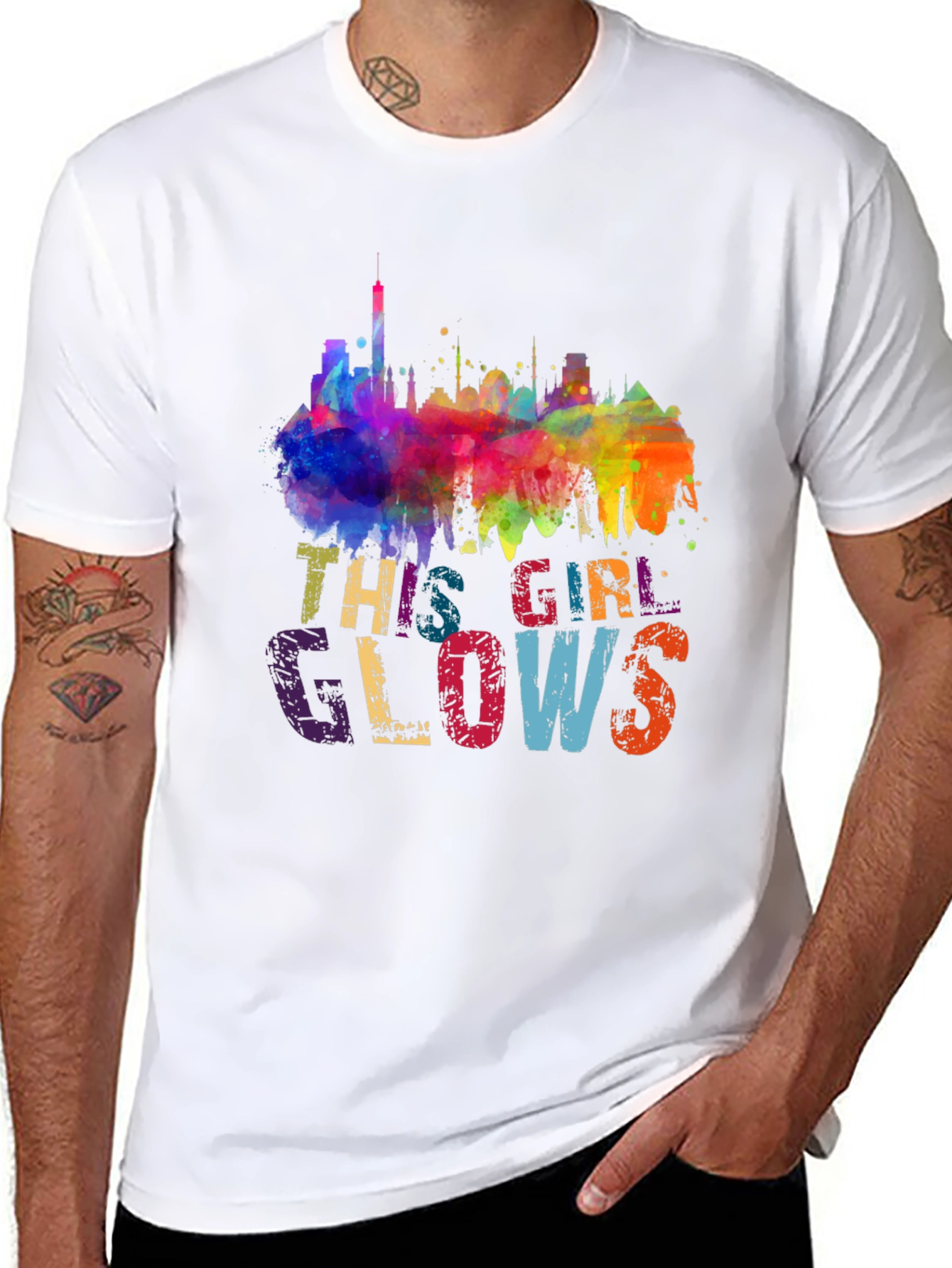 This Girl Glows Graphic Tee - Vibrant Skyline Design
