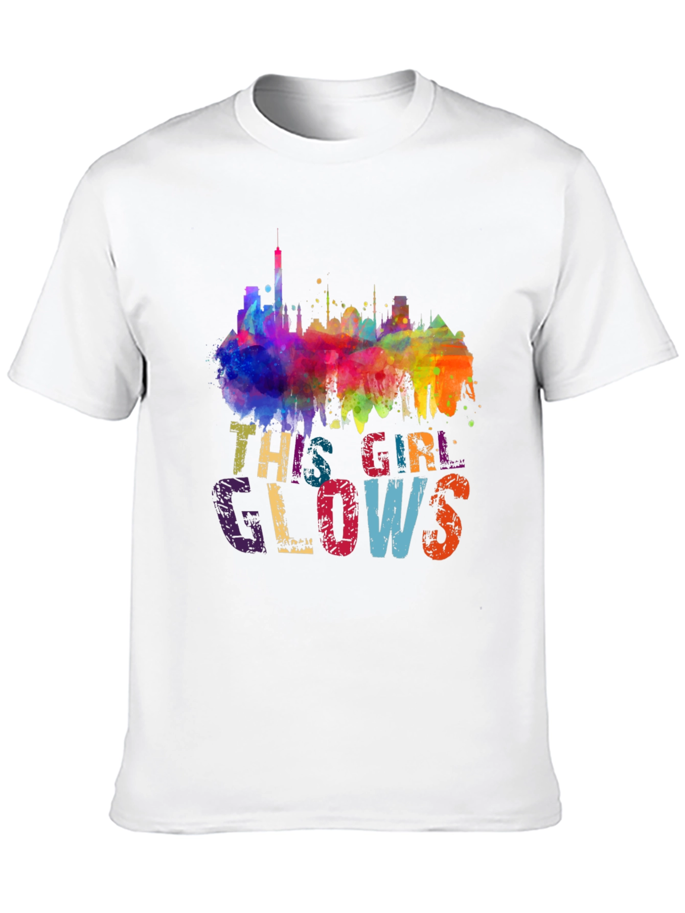 This Girl Glows Graphic Tee - Vibrant Skyline Design