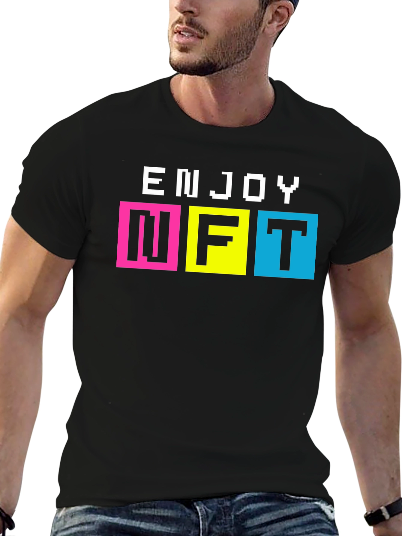 Enjoy NFT Pixel Art T-Shirt - Black