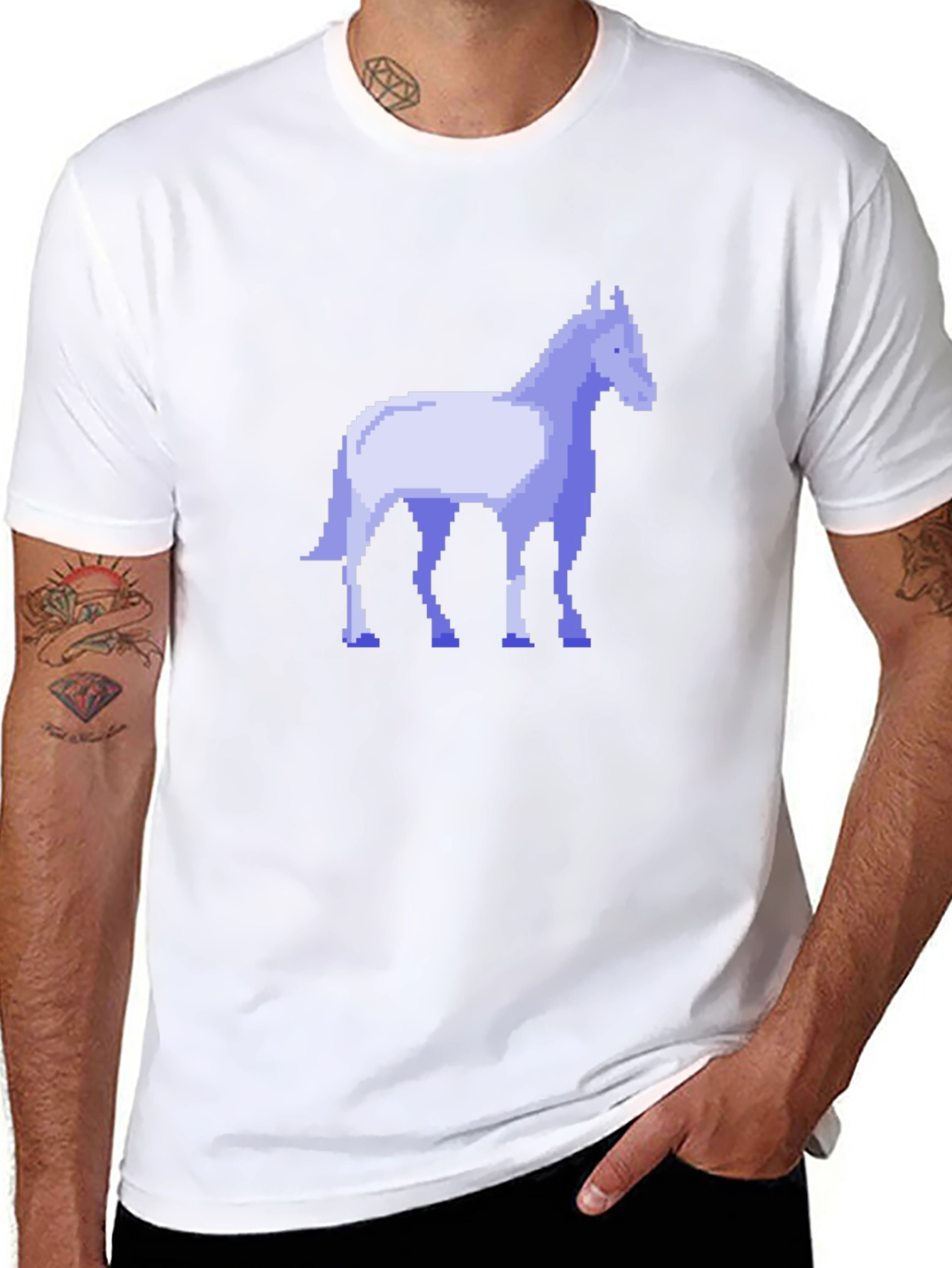 Pixel Horse Black T-Shirt - Retro Gaming Style