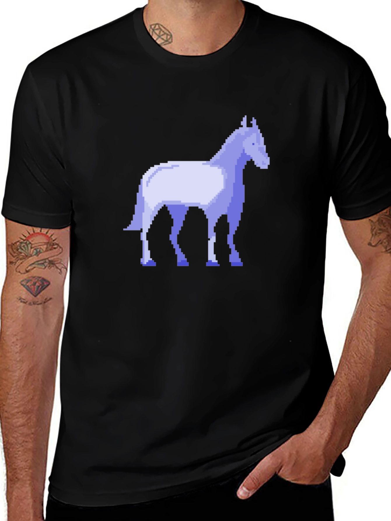 Pixel Horse Black T-Shirt - Retro Gaming Style