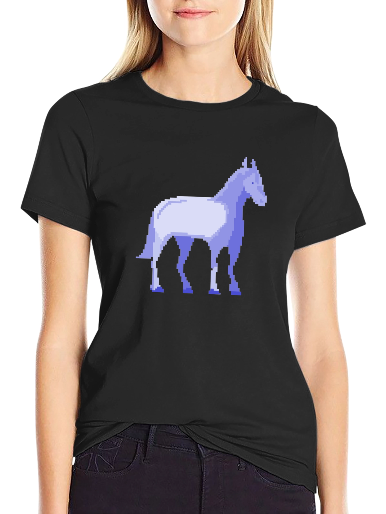 Pixel Horse Black T-Shirt - Retro Gaming Style