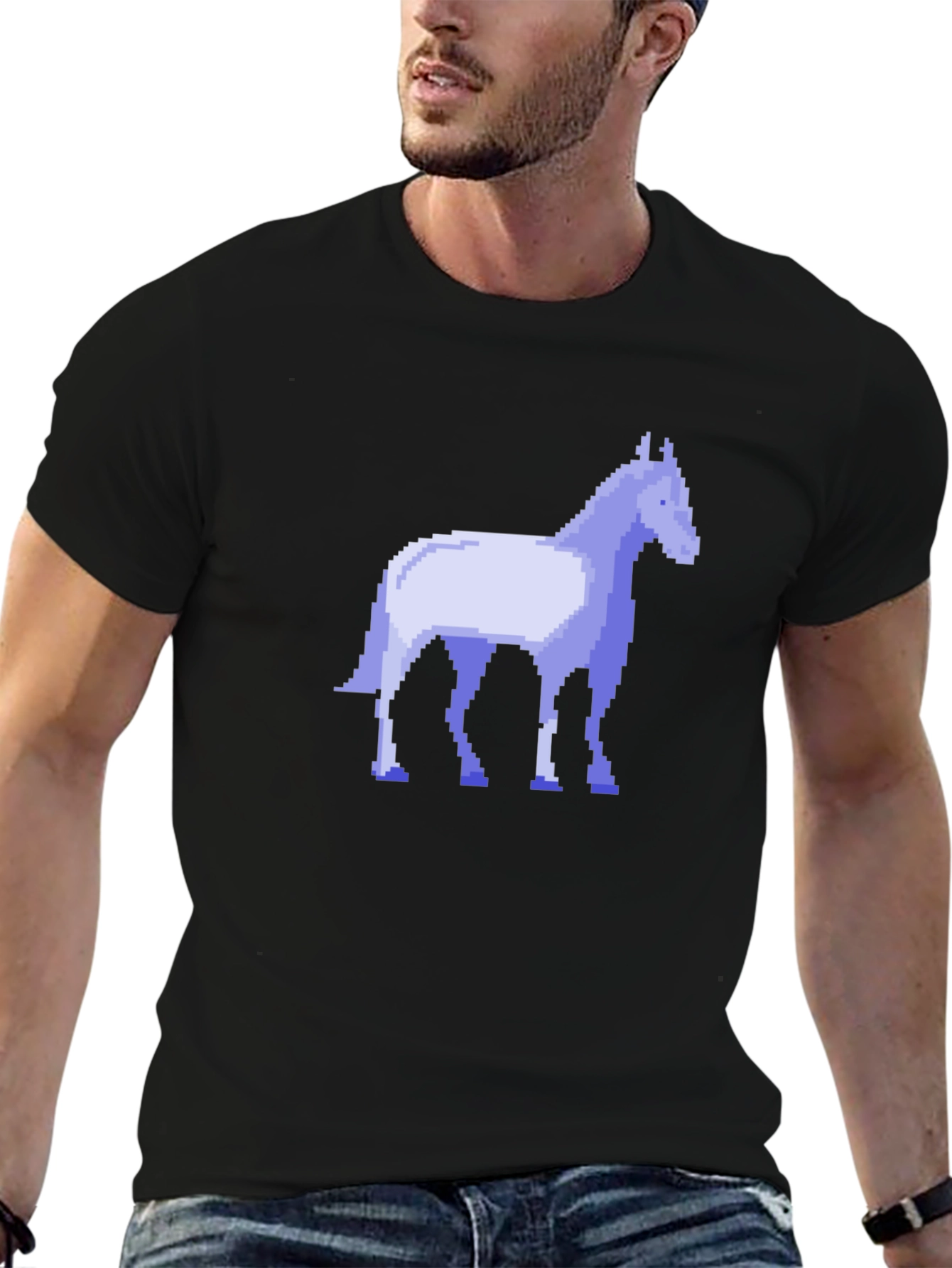 Pixel Horse Black T-Shirt - Retro Gaming Style