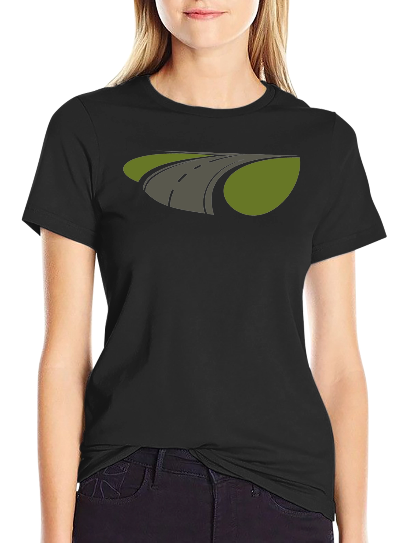 Road Graphic T-Shirt - Black Cotton Tee