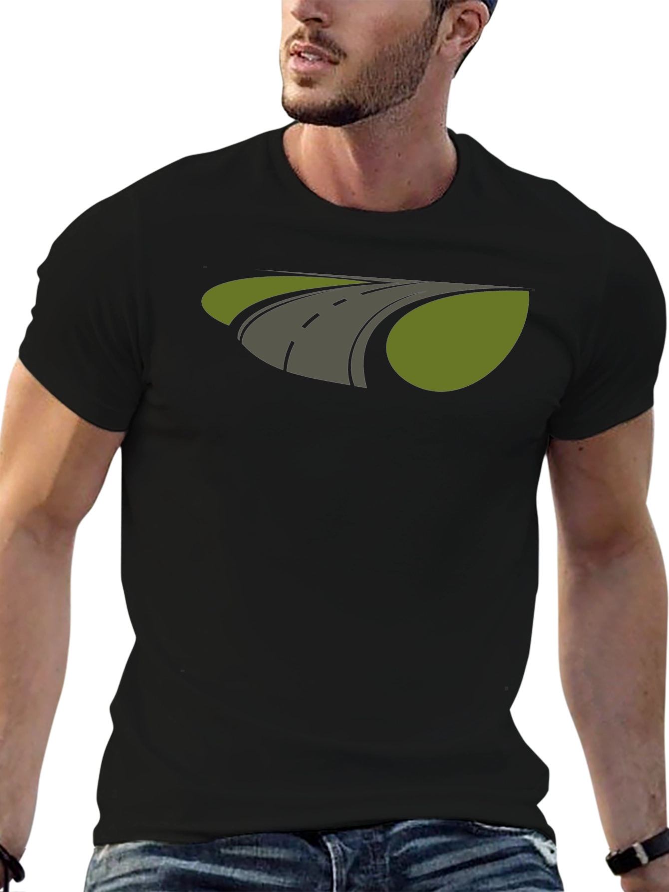 Road Graphic T-Shirt - Black Cotton Tee