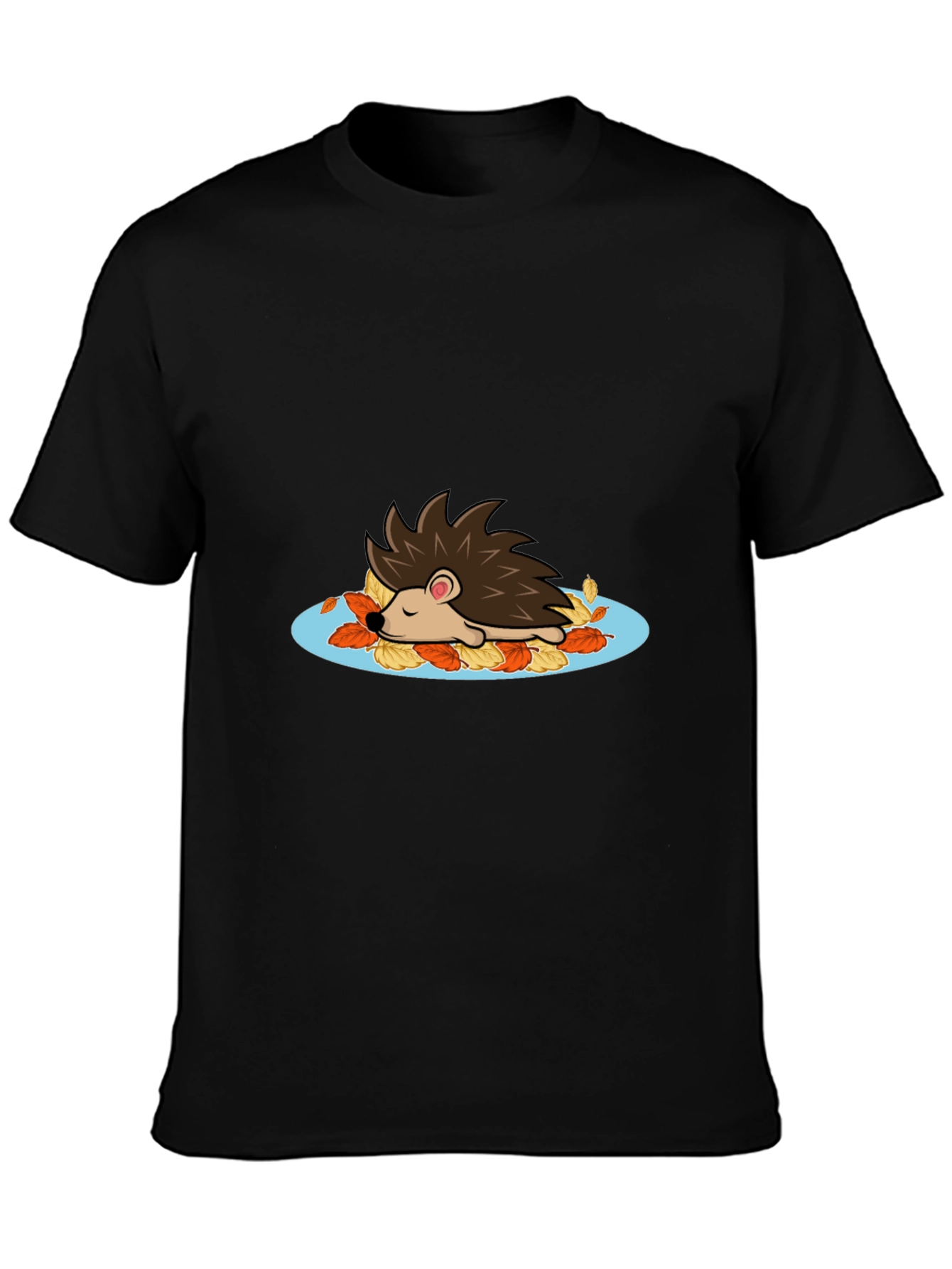 Cute Hedgehog in Leaves Graphic Tee
