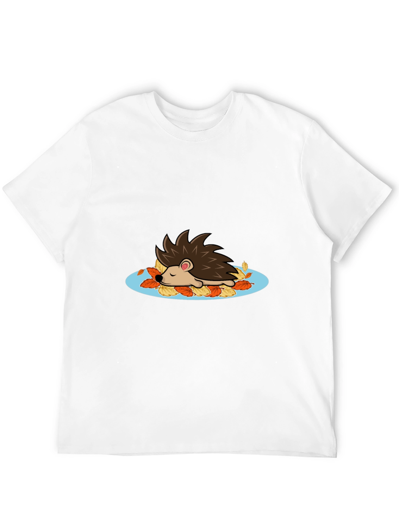 Cute Hedgehog in Leaves Graphic Tee
