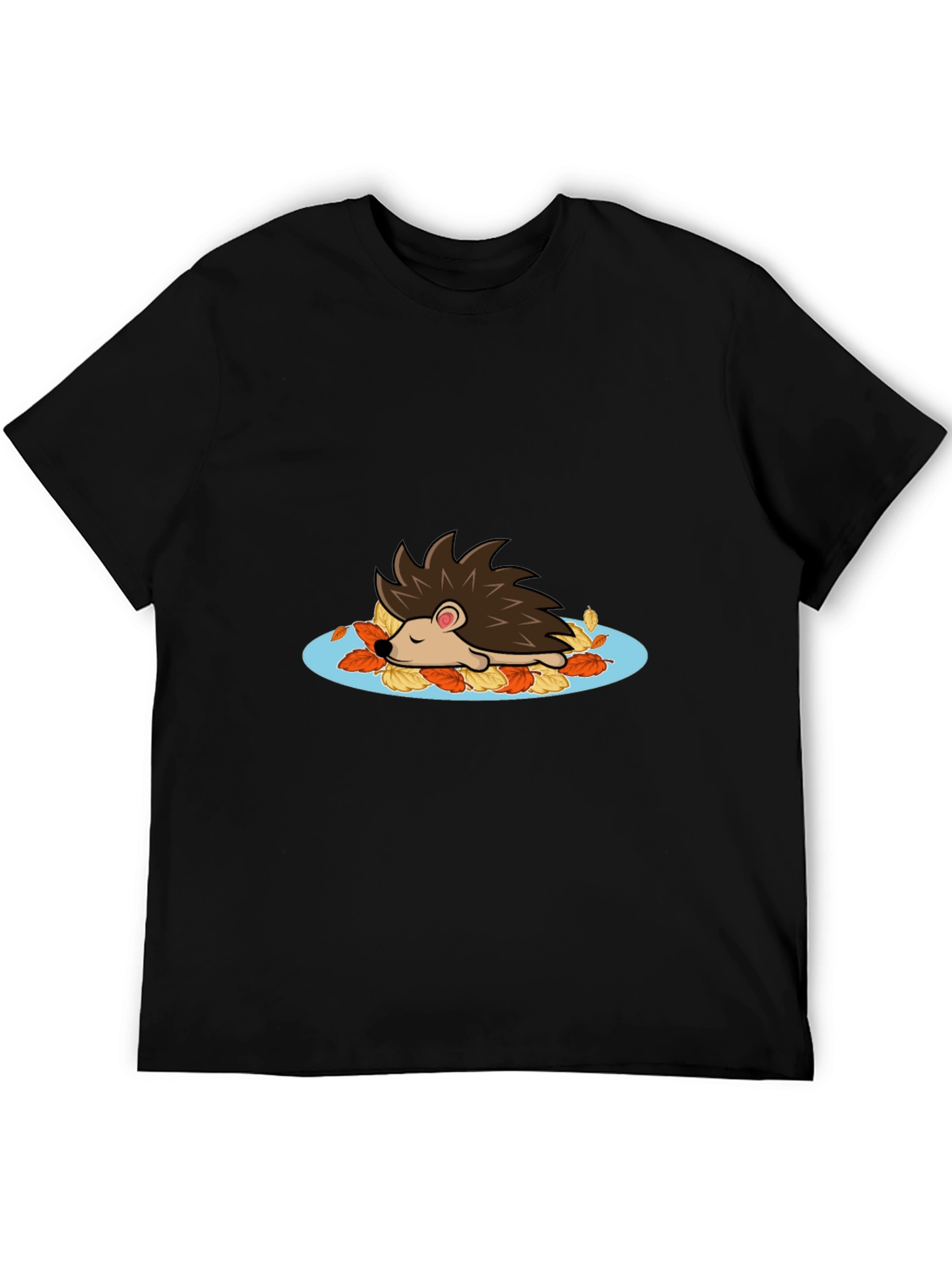 Cute Hedgehog in Leaves Graphic Tee