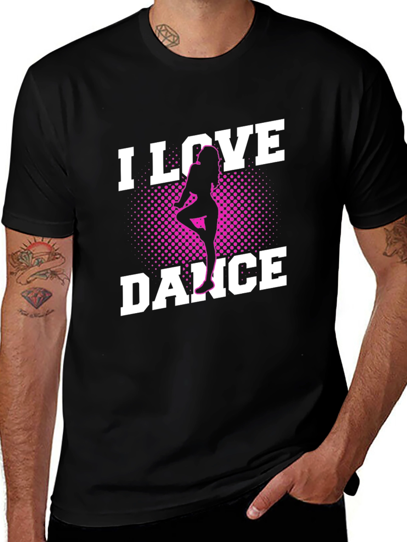 I Love Dance Black Graphic Tee Shirt