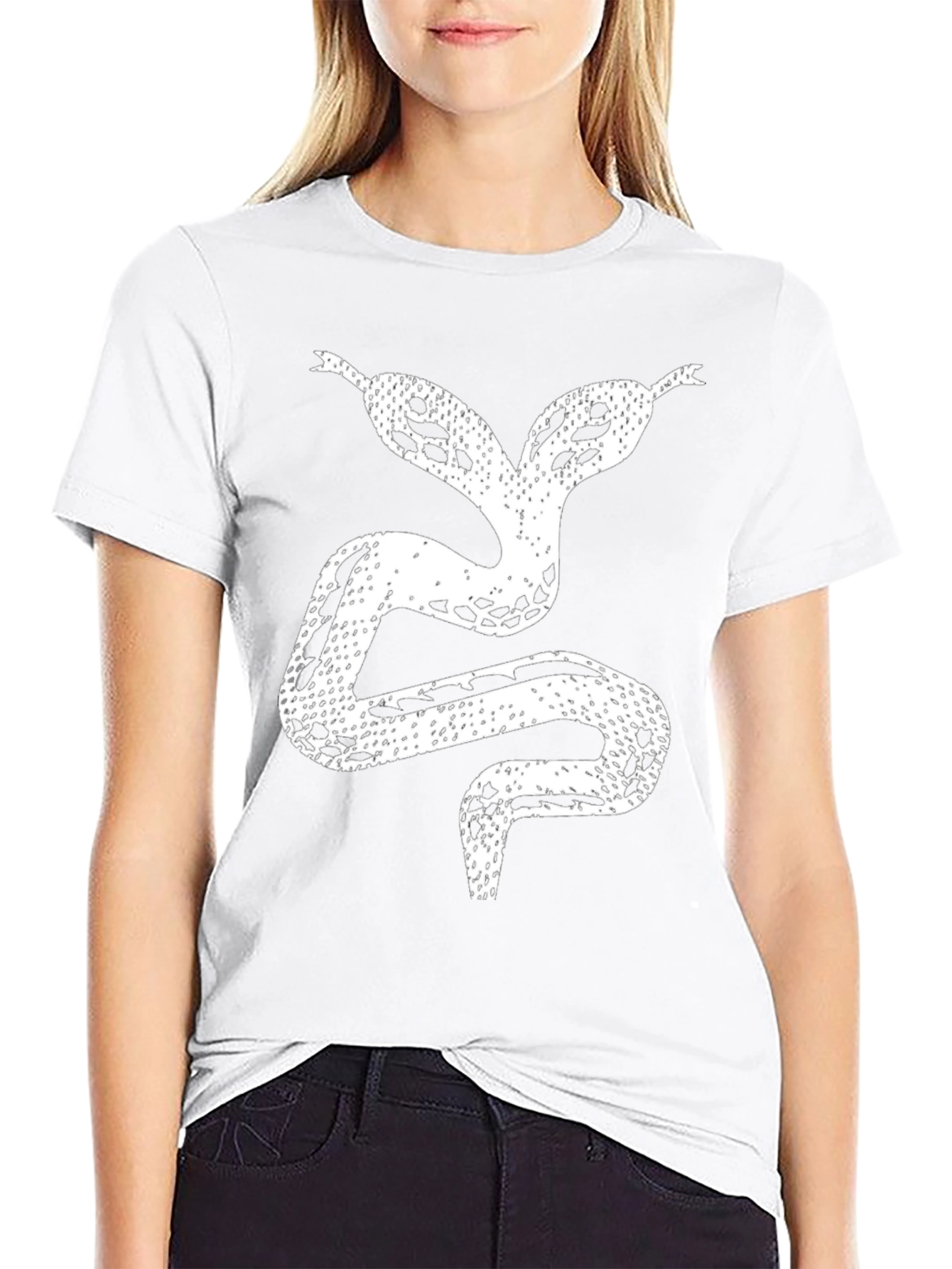 Two-Headed Snake Graphic Black T-Shirt
