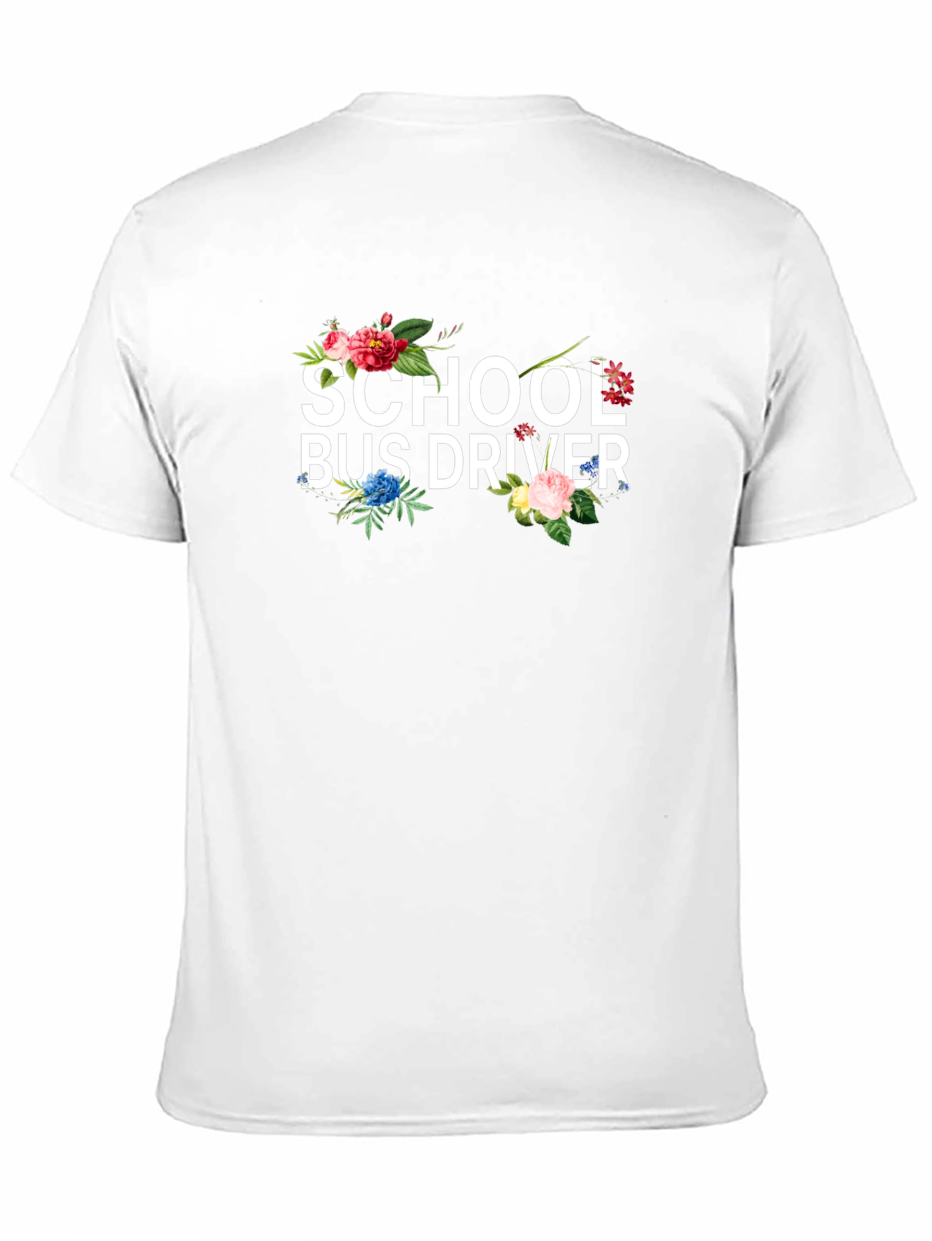 Floral School Bus Driver Graphic T-Shirt
