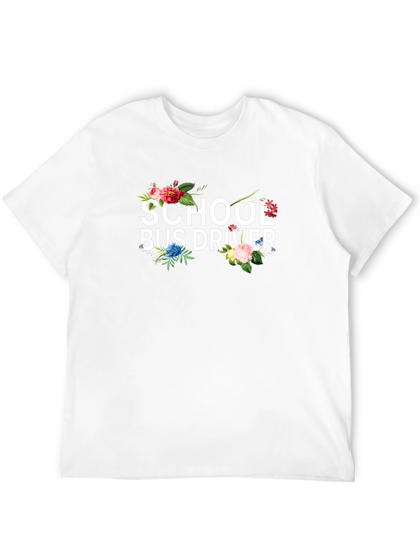 Floral School Bus Driver Graphic T-Shirt