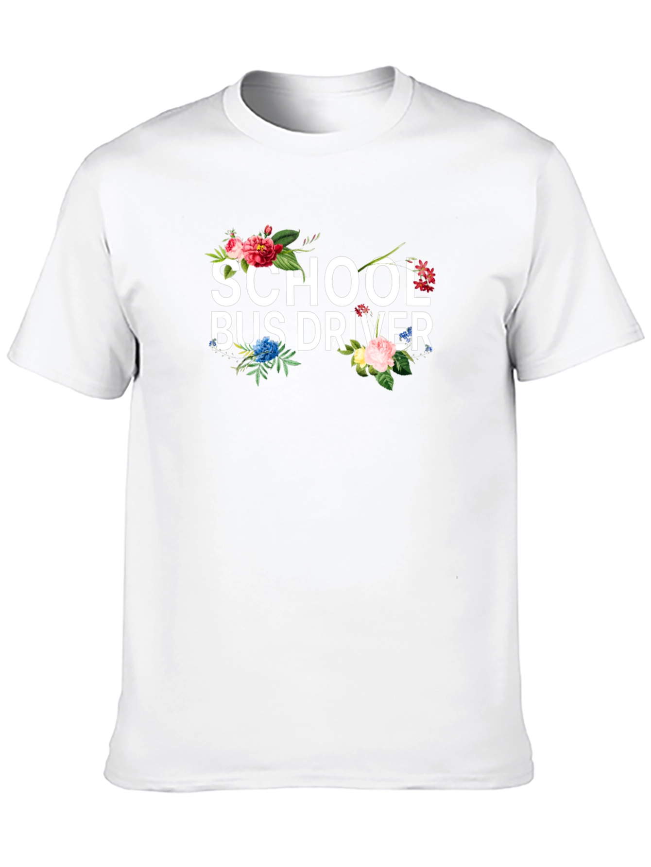 Floral School Bus Driver Graphic T-Shirt