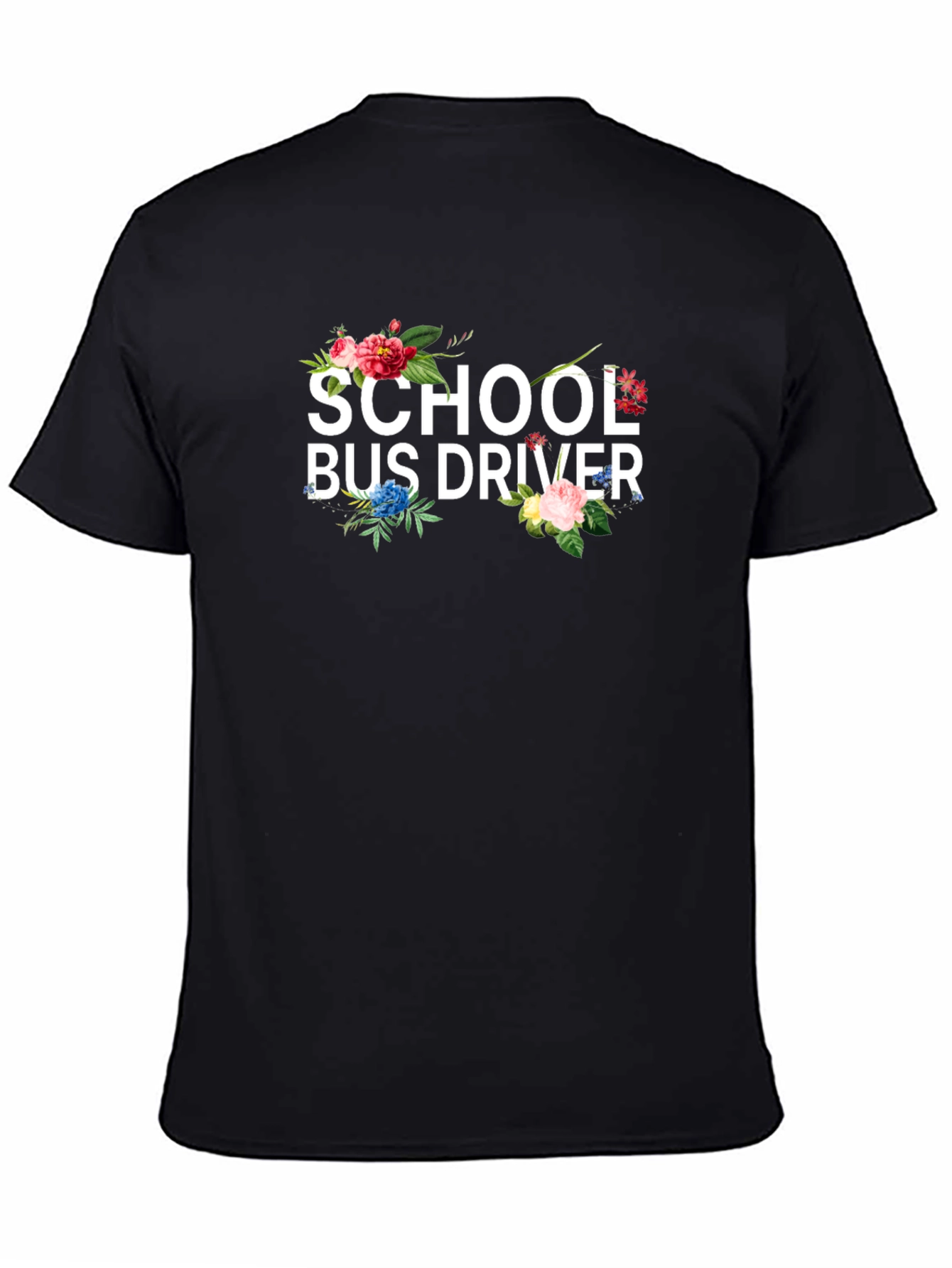 Floral School Bus Driver Graphic T-Shirt