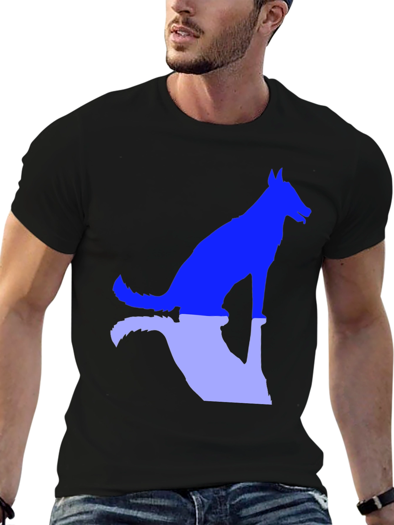 Dog Silhouette Graphic Tee - Black