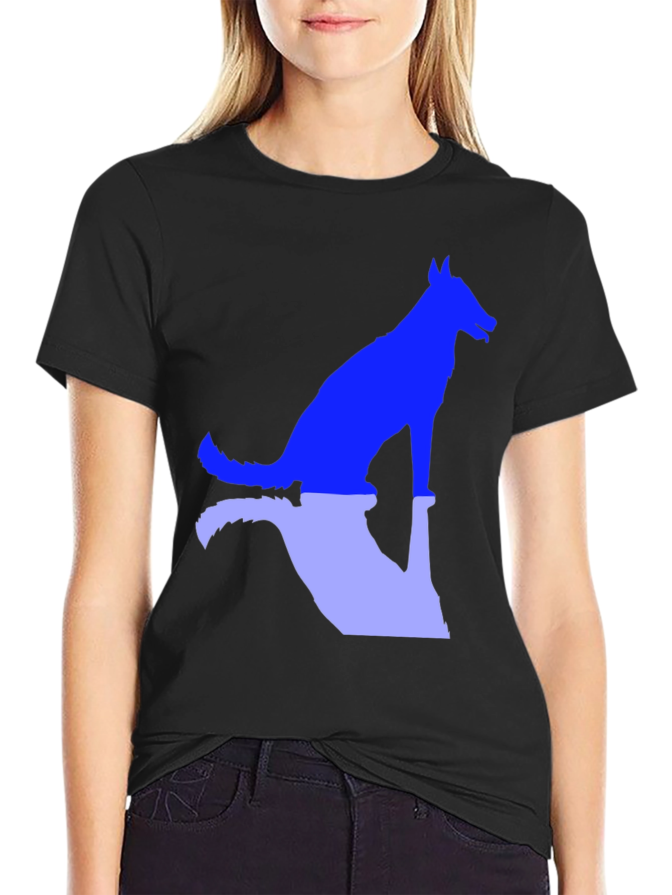 Dog Silhouette Graphic Tee - Black