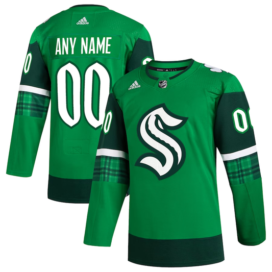 Men's Seattle Kraken Kelly Green St. Patrick's Day Authentic Custom Jerseys