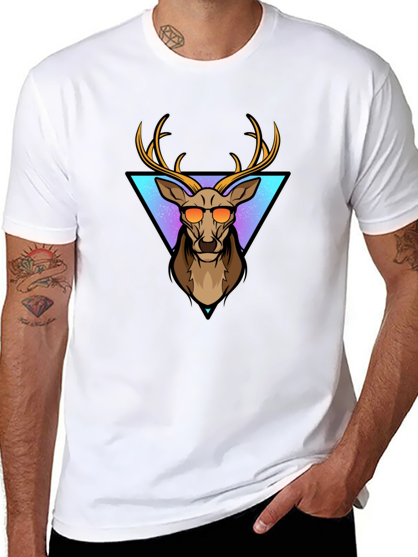 Cool Deer Graphic Tee - Black