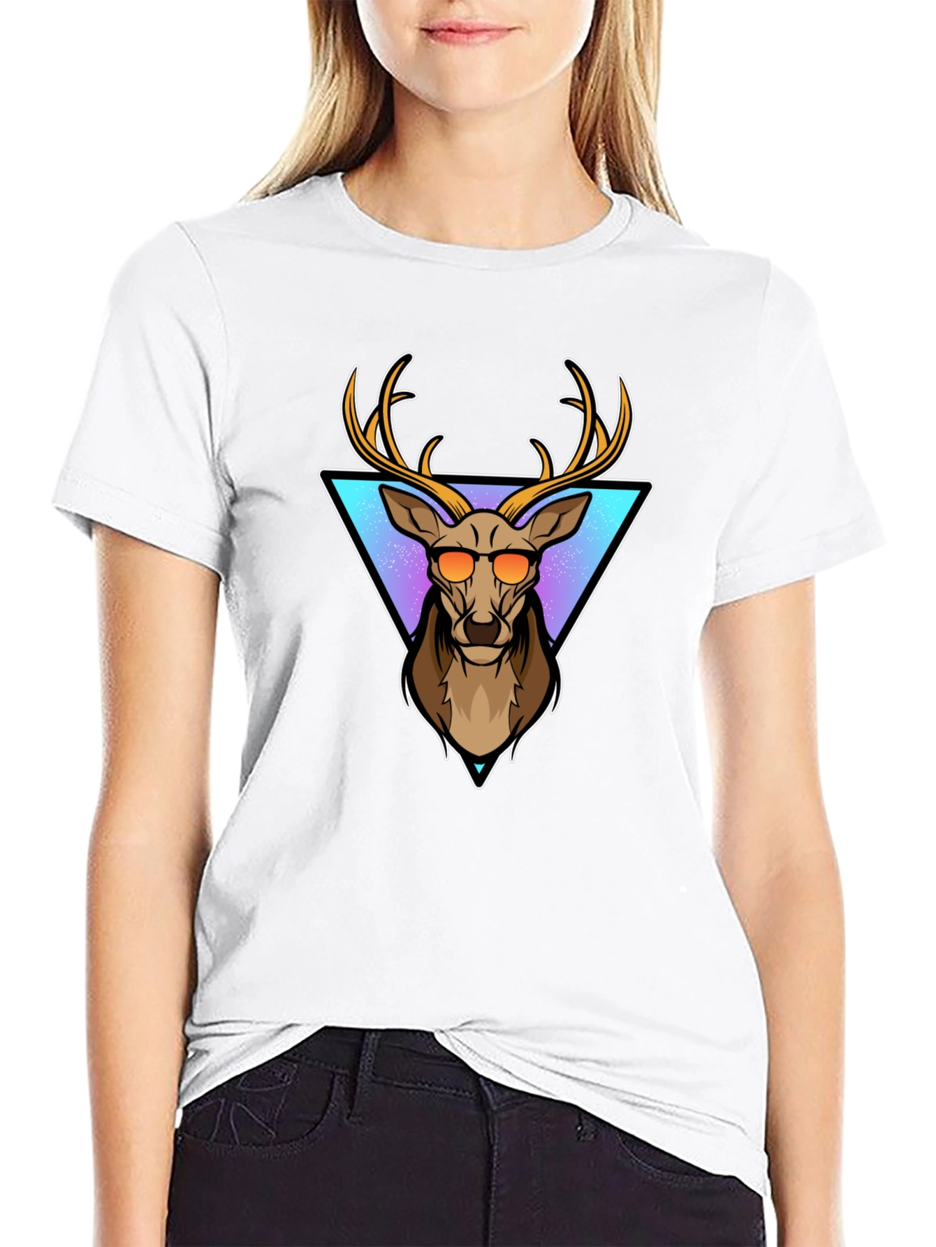 Cool Deer Graphic Tee - Black