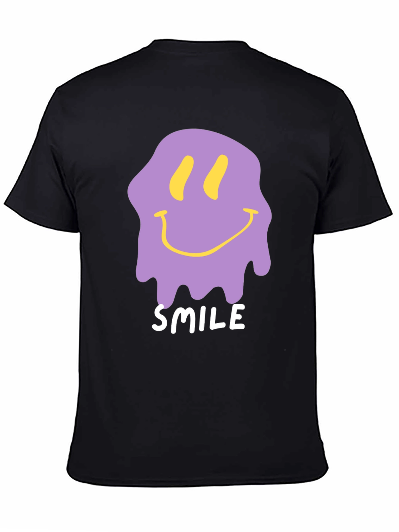 Melting Smile Graphic Tee - Black Cotton T-Shirt