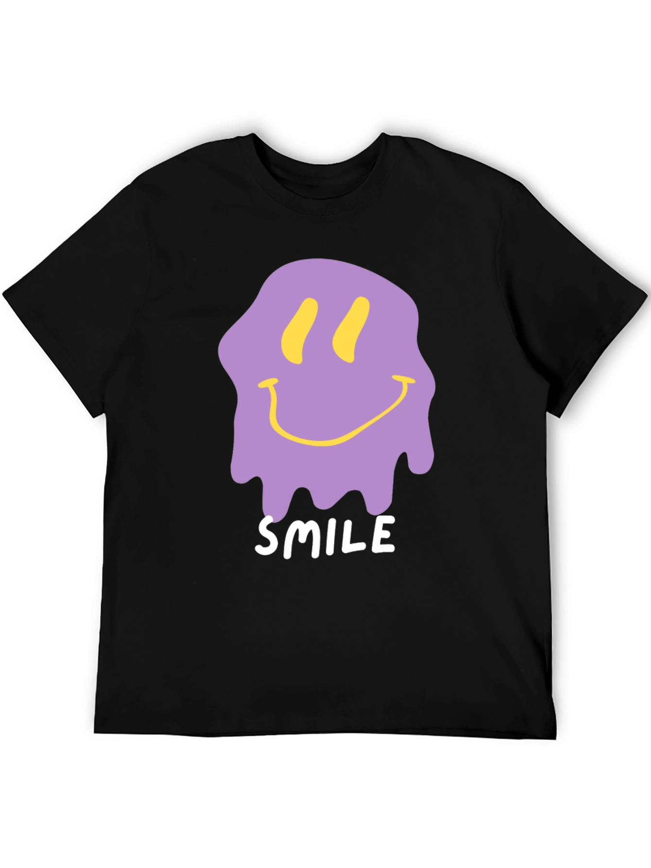 Melting Smile Graphic Tee - Black Cotton T-Shirt