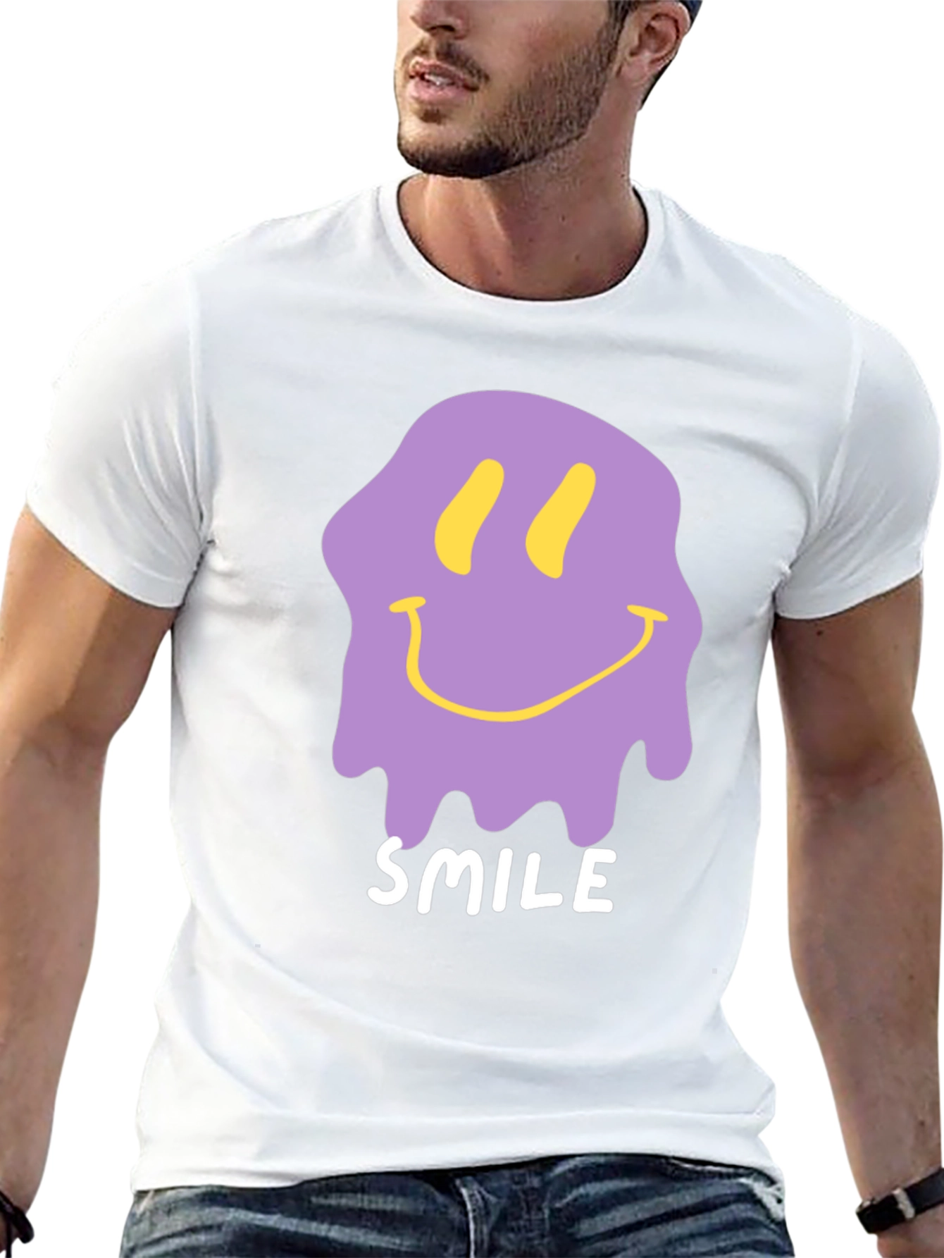 Melting Smile Graphic Tee - Black Cotton T-Shirt