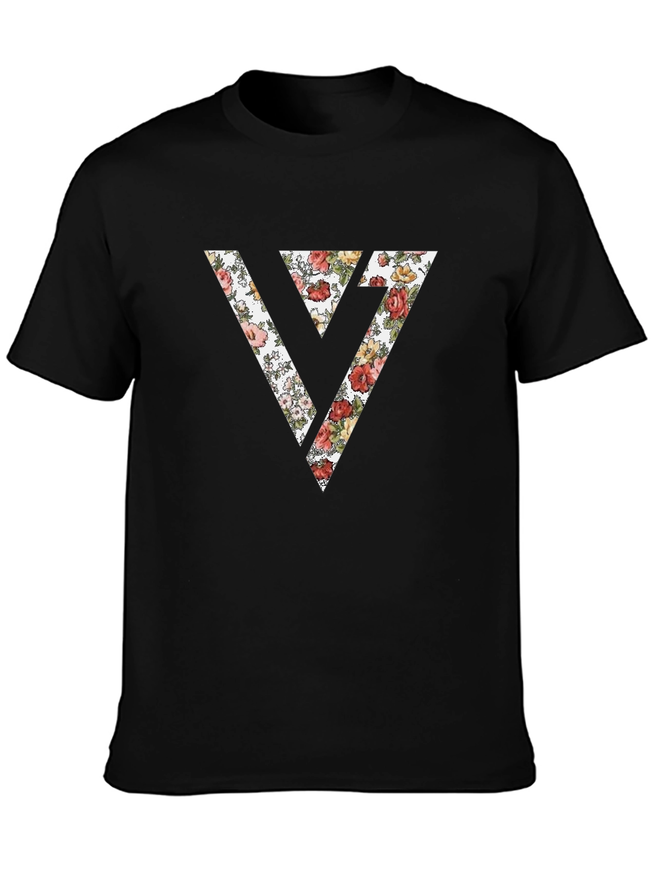 Floral Seventeen T-Shirt - Black Cotton Blend