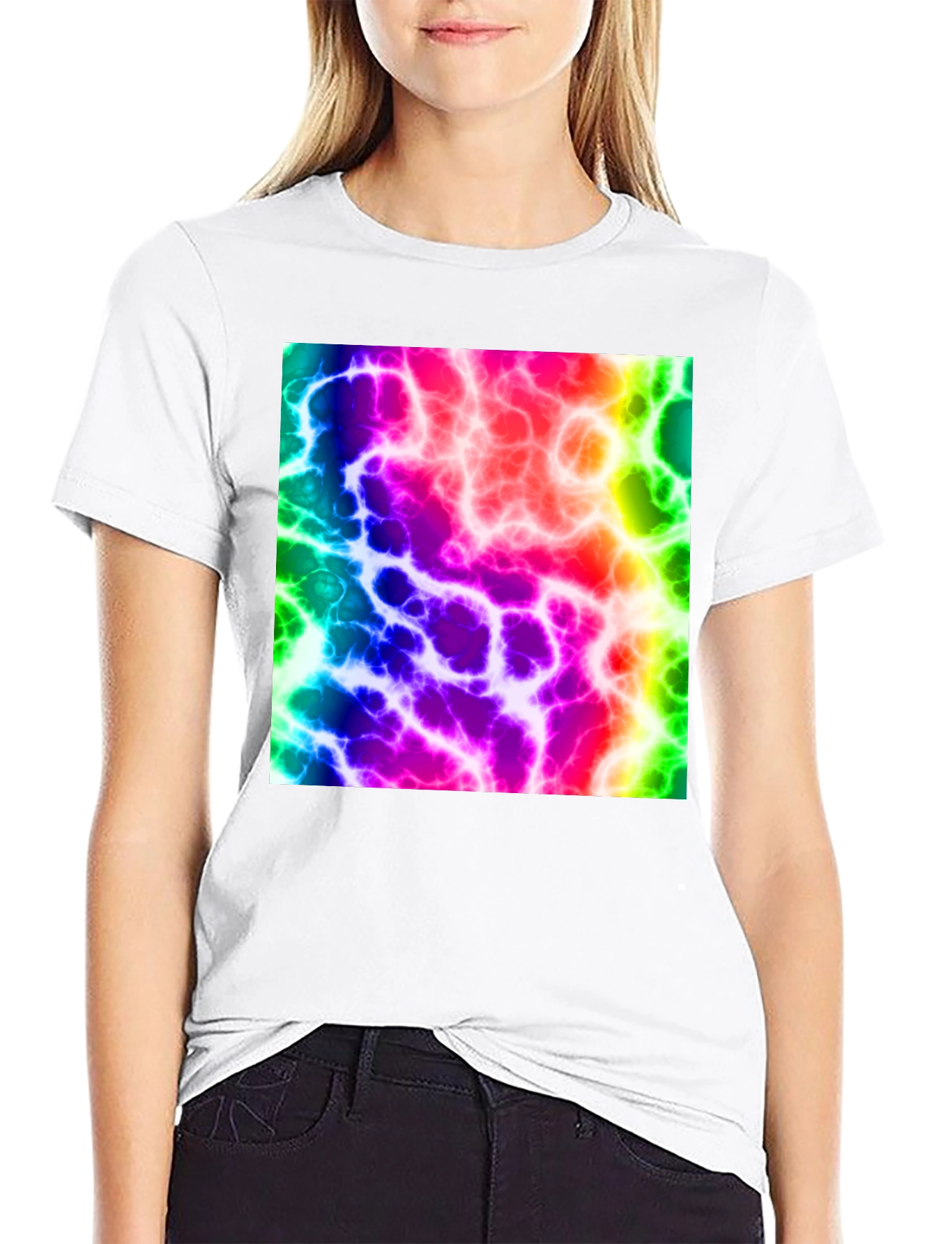 Rainbow Lightning Graphic Black T-Shirt