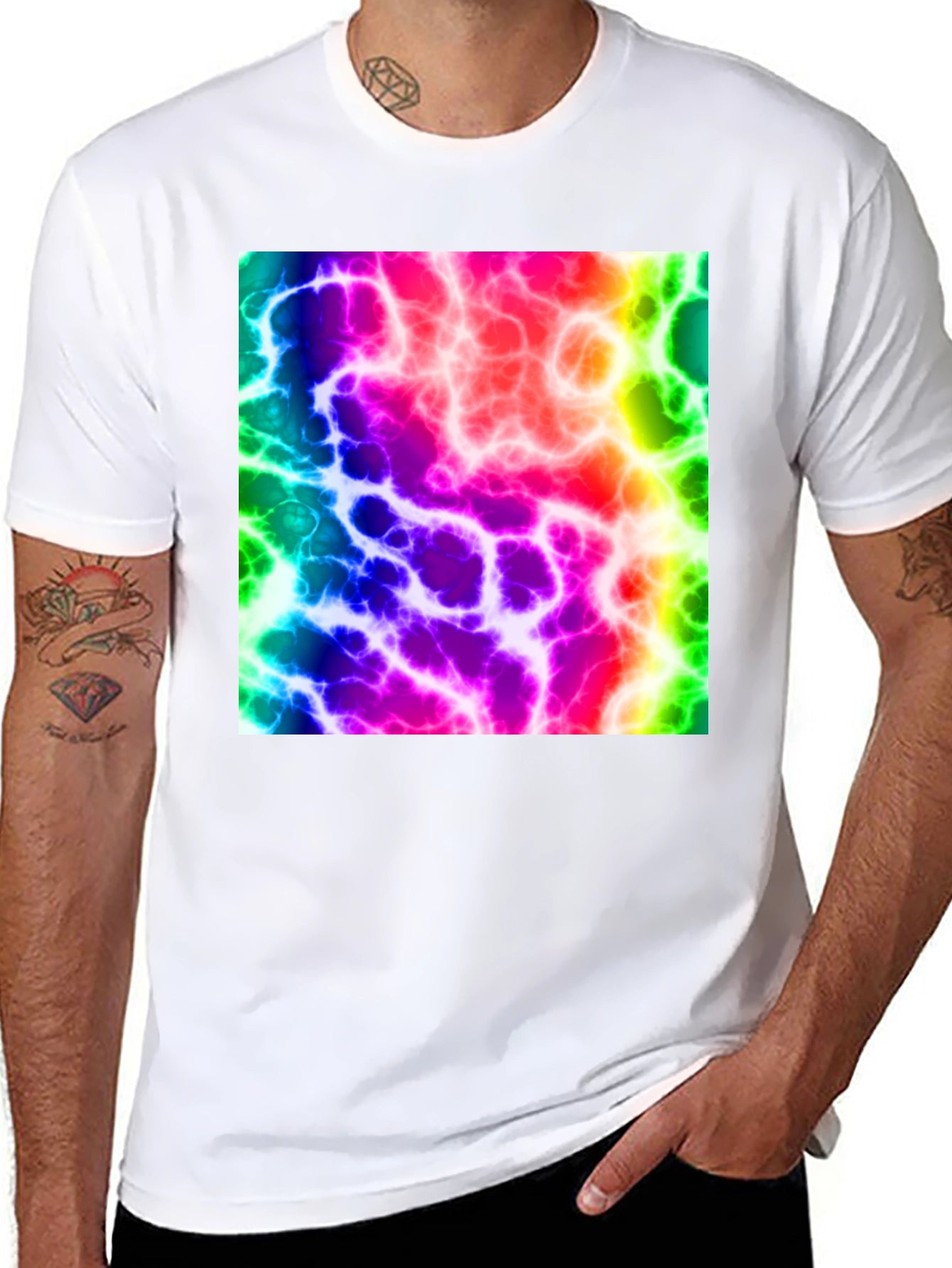 Rainbow Lightning Graphic Black T-Shirt