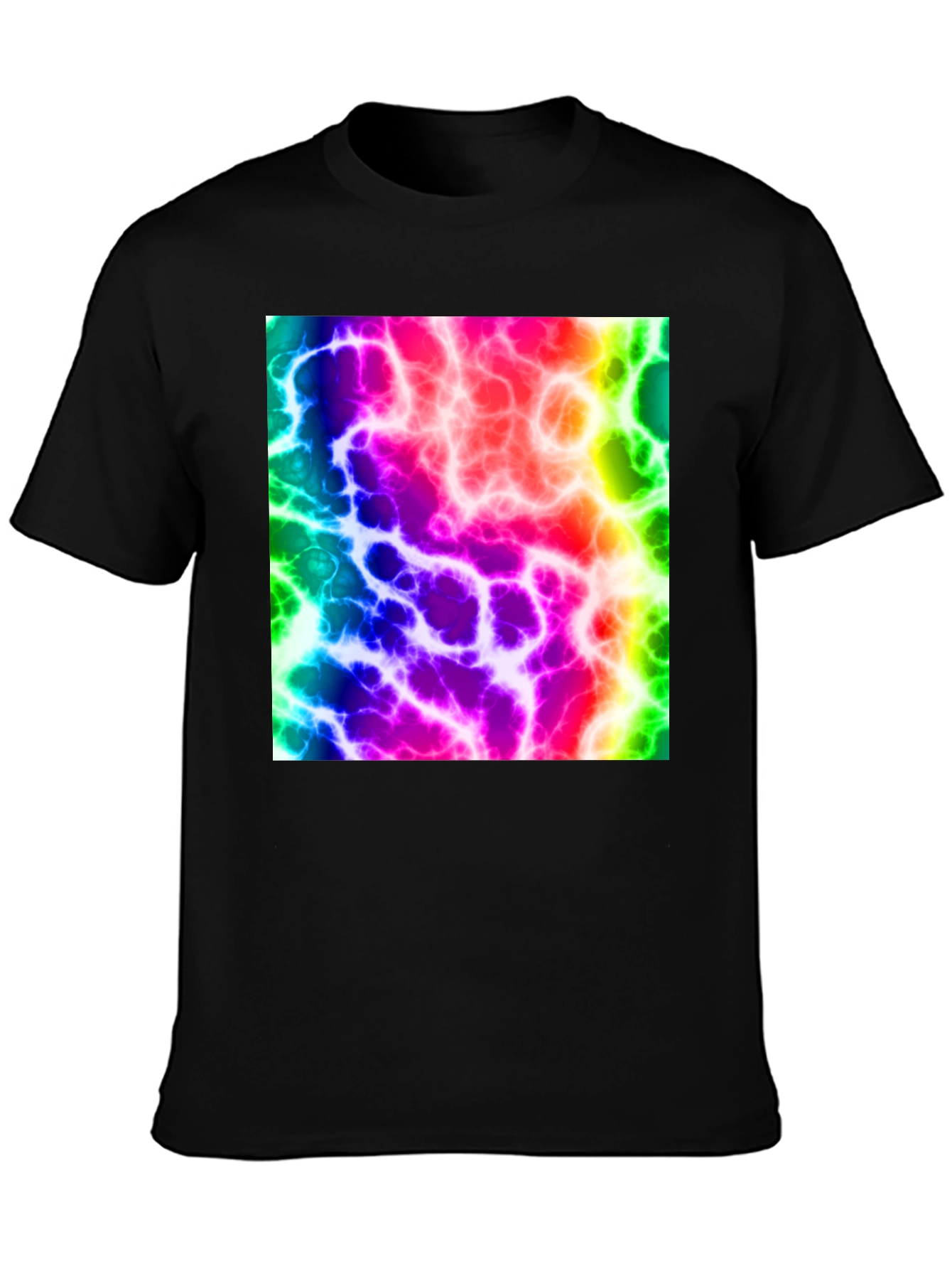 Rainbow Lightning Graphic Black T-Shirt