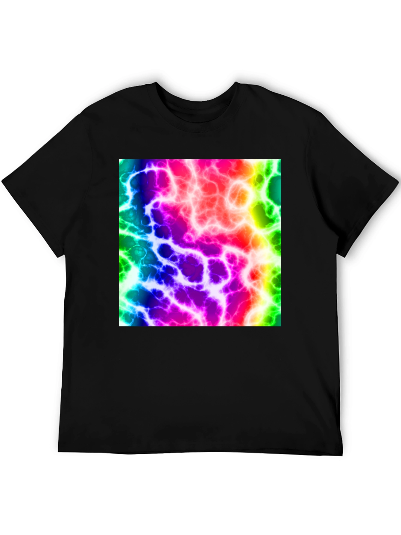 Rainbow Lightning Graphic Black T-Shirt