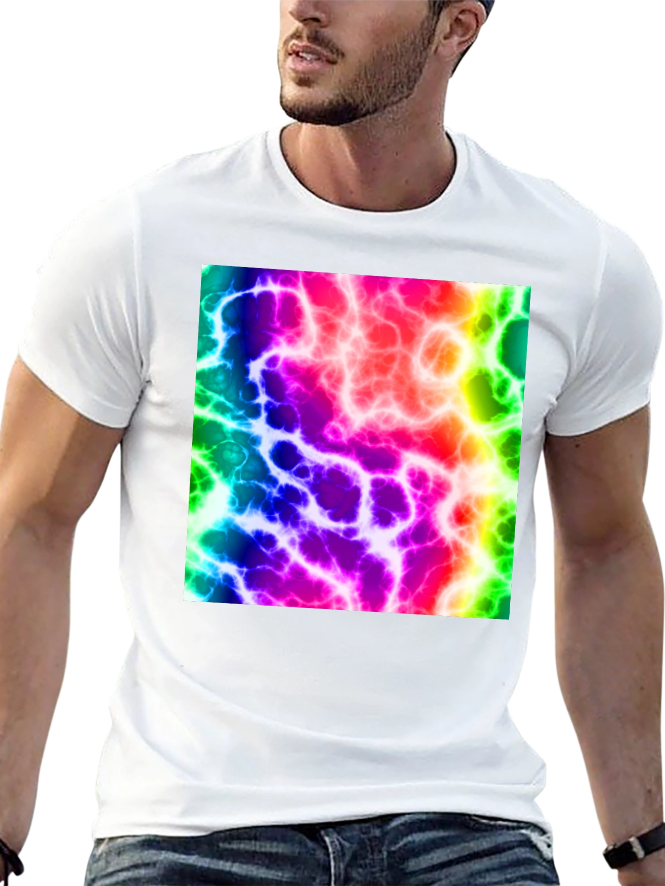 Rainbow Lightning Graphic Black T-Shirt
