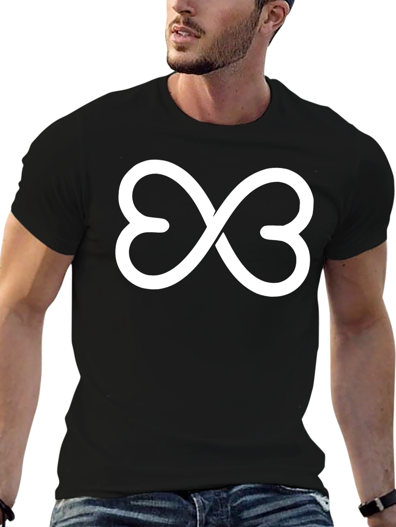 Heart Infinity Symbol Graphic Tee - Black