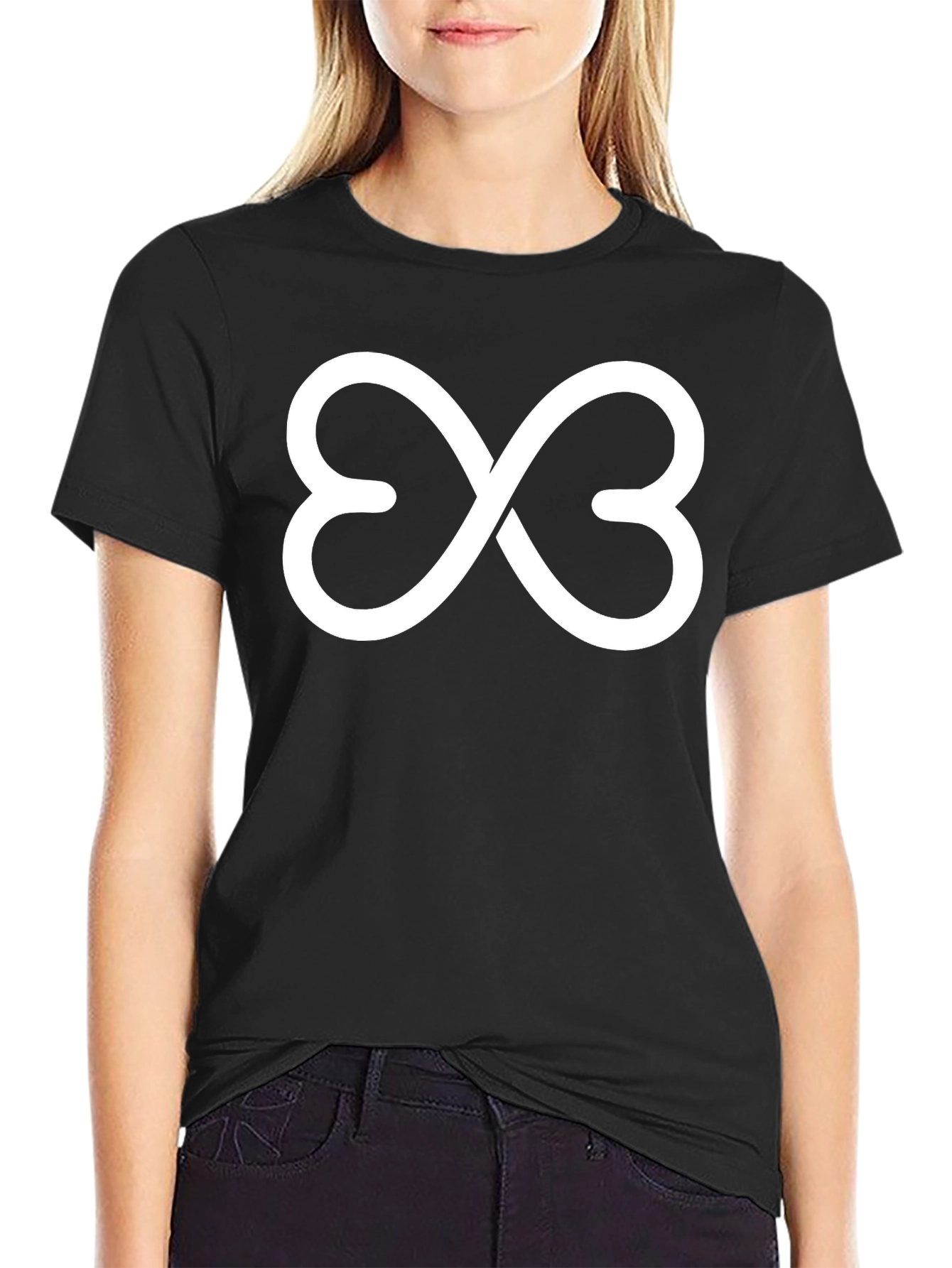 Heart Infinity Symbol Graphic Tee - Black