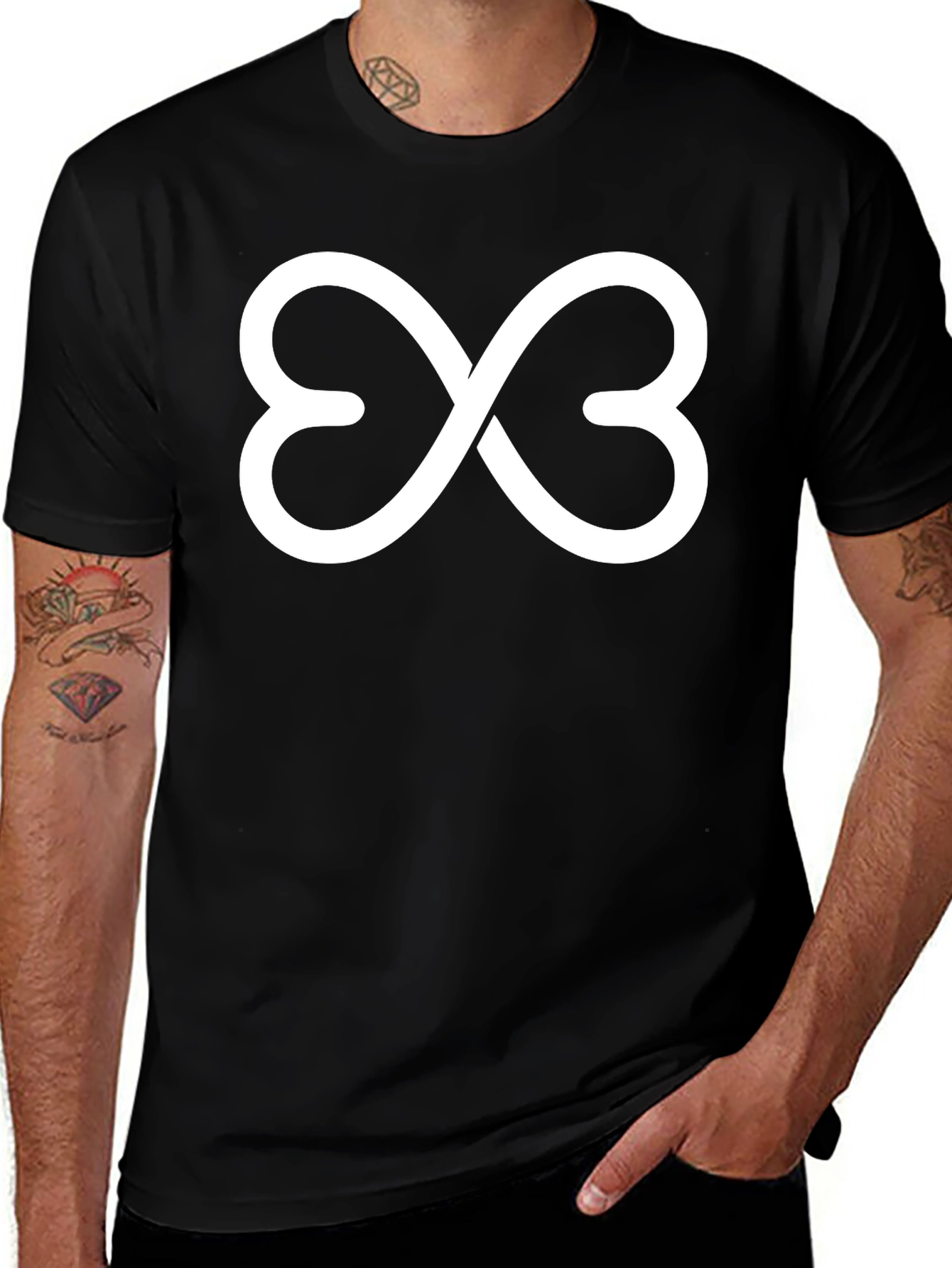 Heart Infinity Symbol Graphic Tee - Black