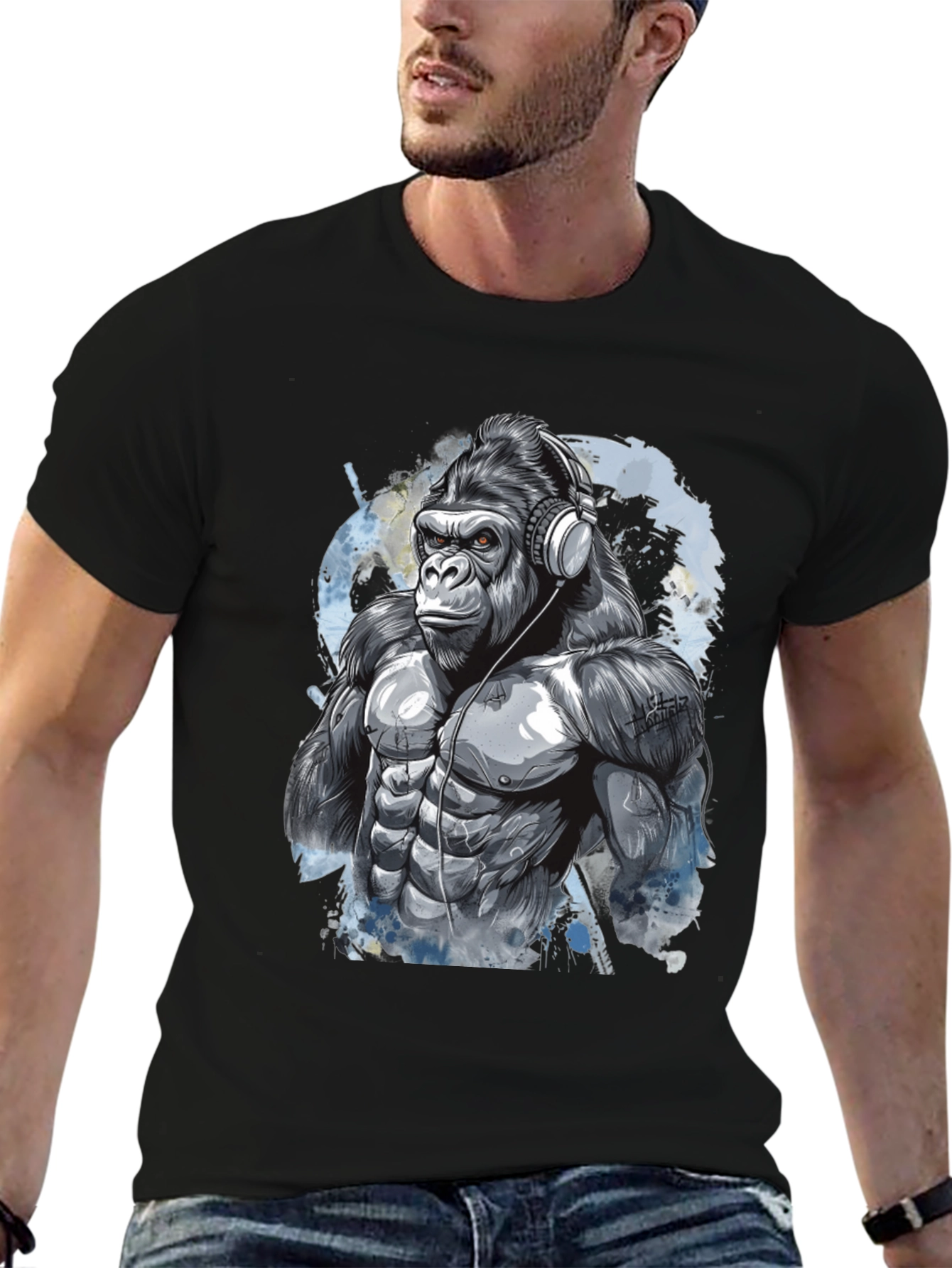 Gorilla DJ Graphic Tee - Cool Black T-Shirt