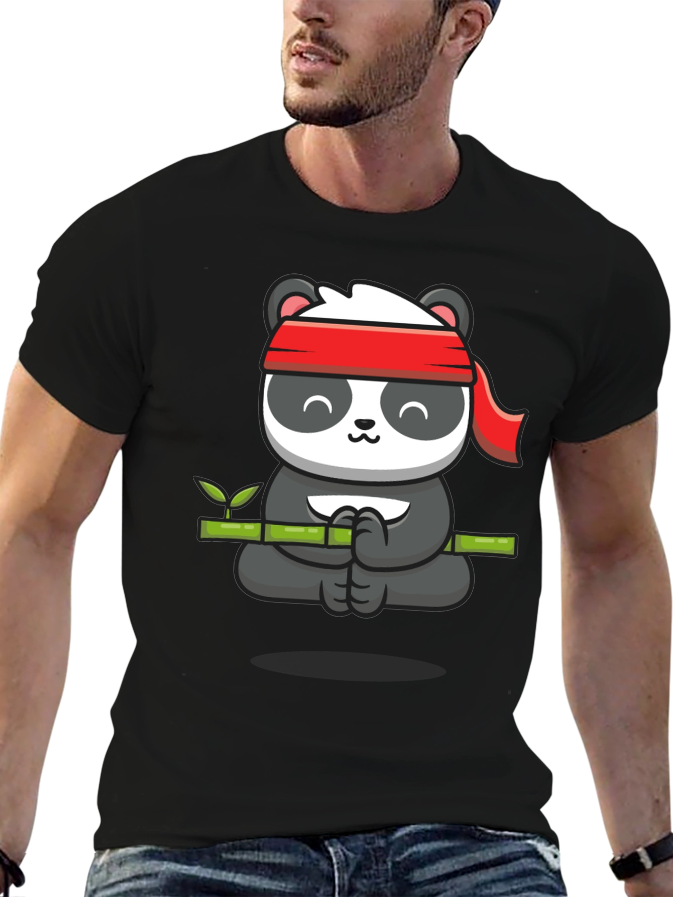 Zen Panda T-Shirt - Meditating Panda on Bamboo