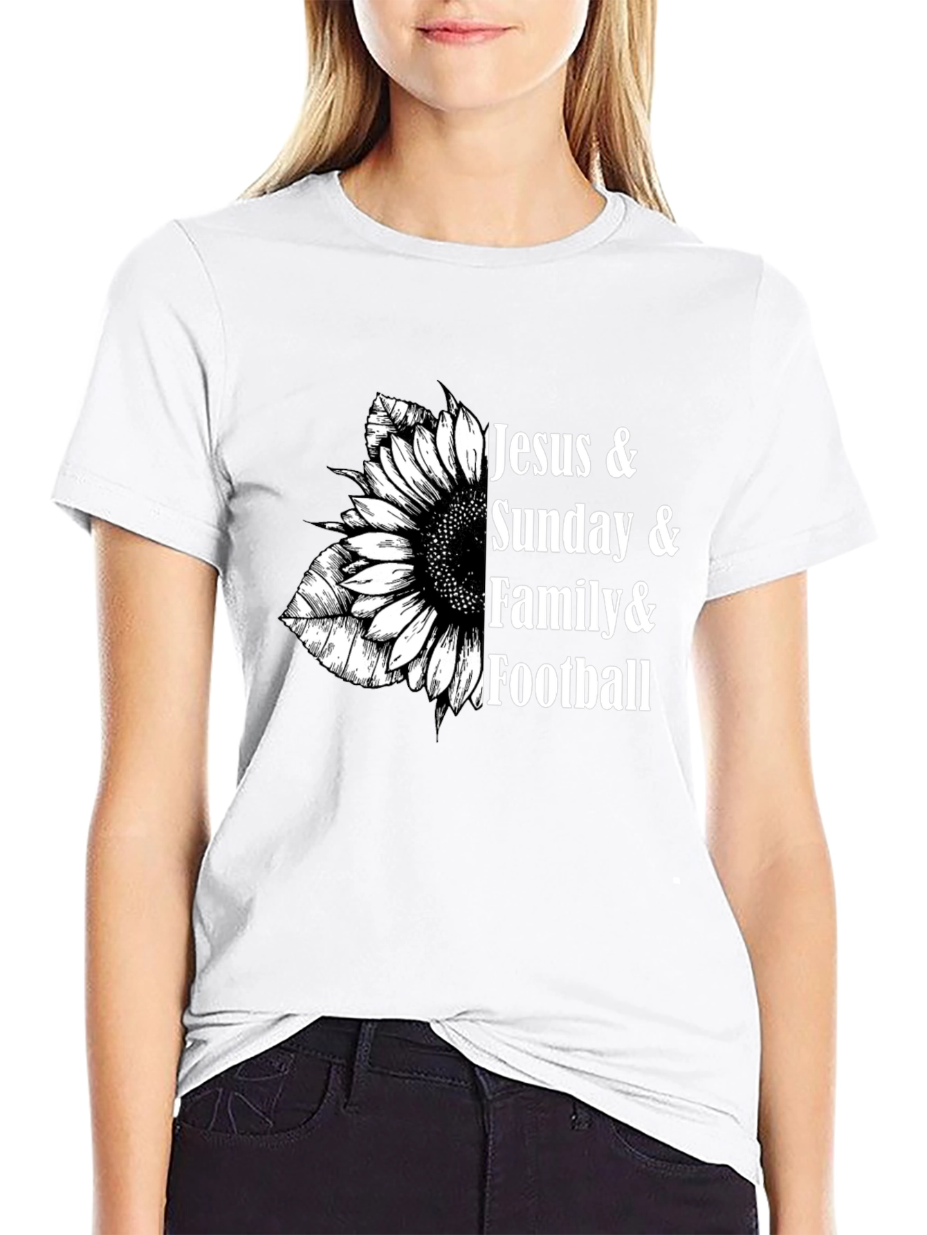 Jesus Sunday Family and Football T-Shirt