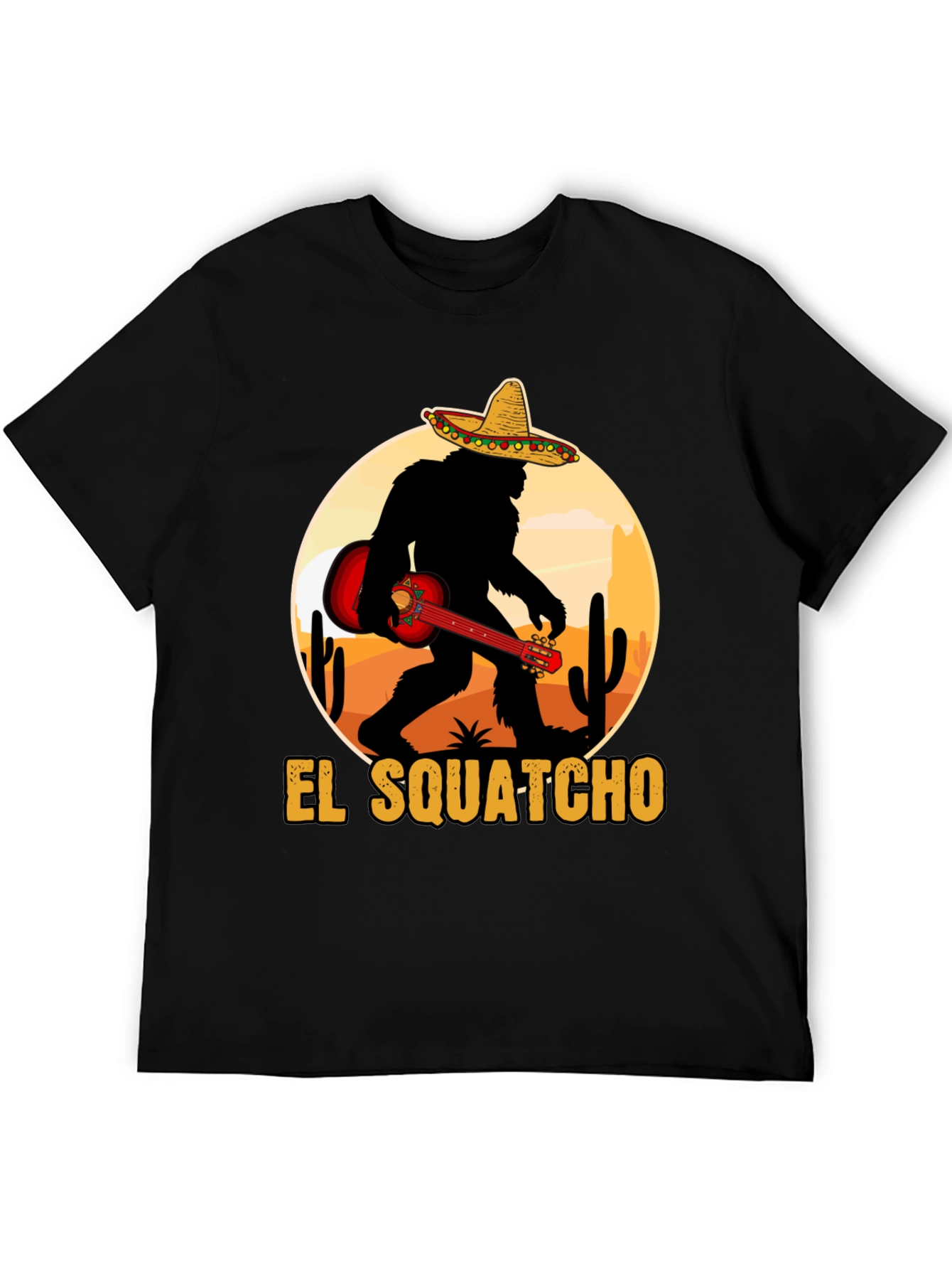 El Squatcho T-Shirt: Bigfoot with Sombrero & Guitar