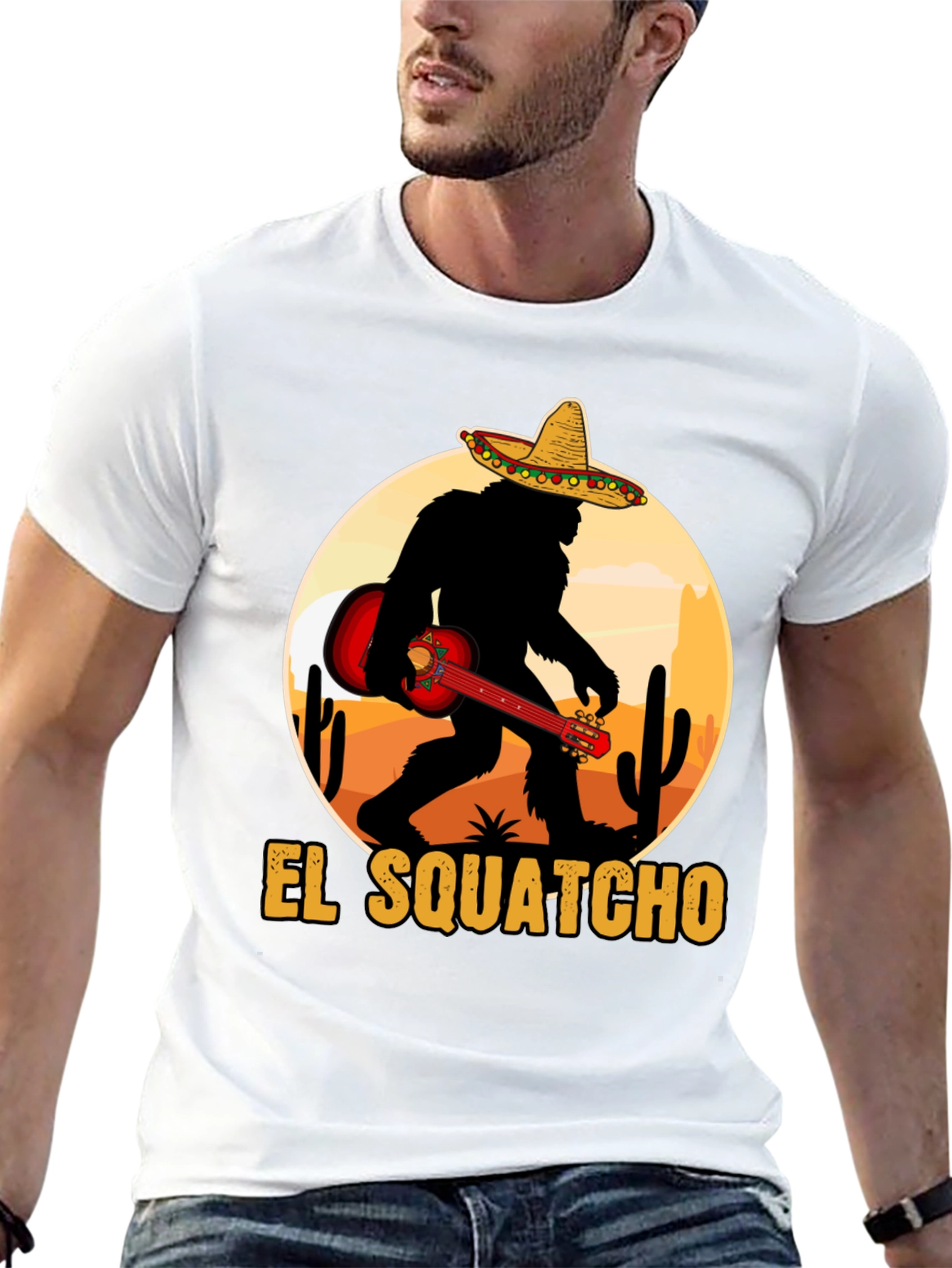 El Squatcho T-Shirt: Bigfoot with Sombrero & Guitar