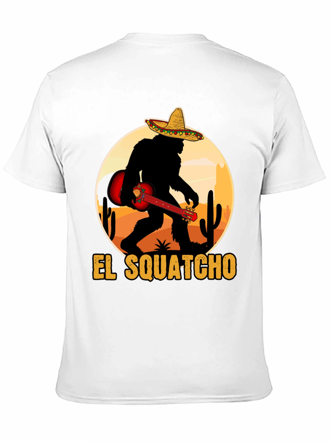 El Squatcho T-Shirt: Bigfoot with Sombrero & Guitar